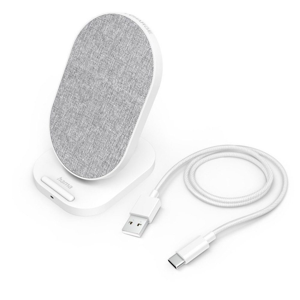 Hama Wireless Charger QI-FC10S-Fabric weiss Handy-Netzteile