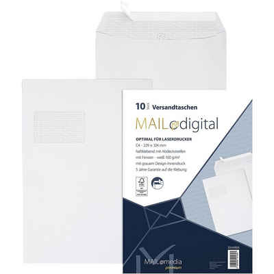 MAILMEDIA Versandtasche Maildigital, DIN C4, mit Fenster, Haftklebung, laserbedruckbar