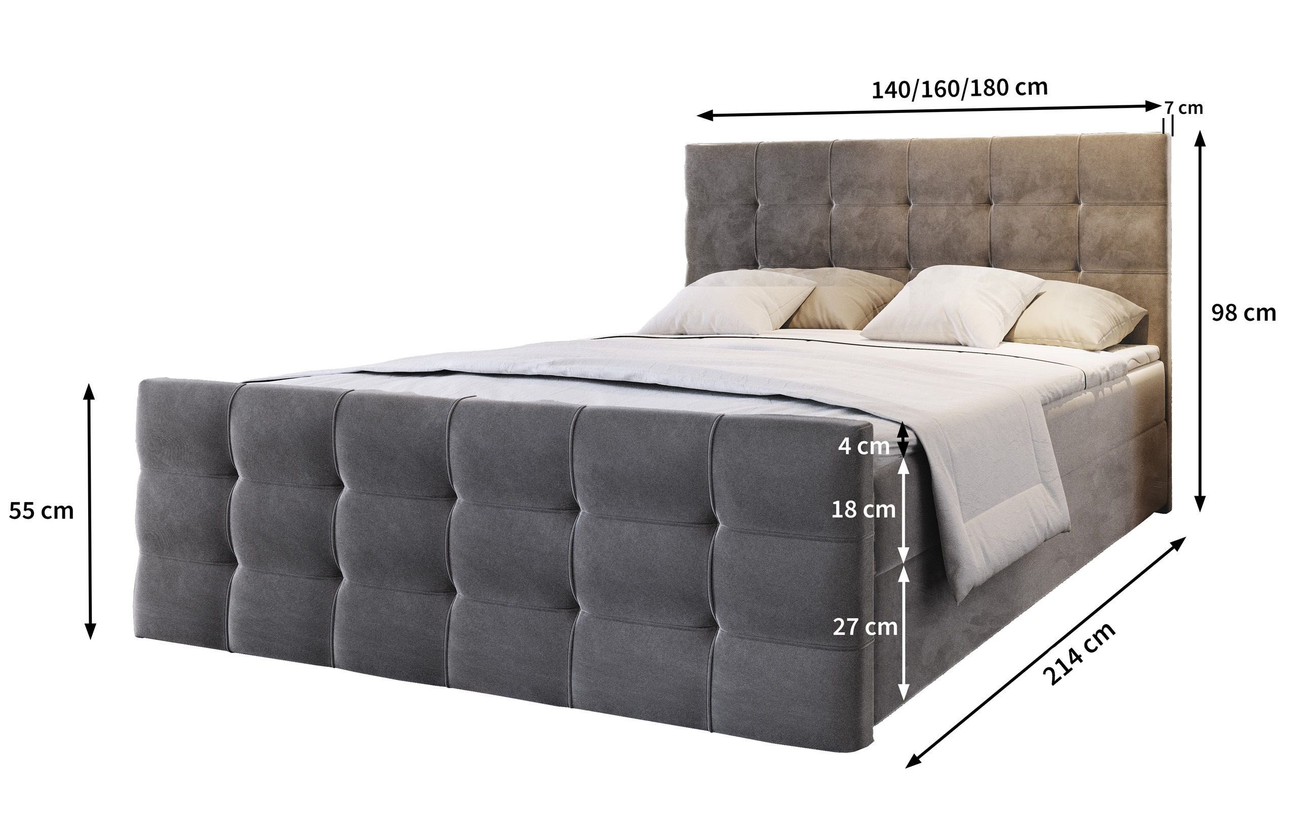 Masseno Boxbett AMON 140x200 cm mit Bonell Matratze und Topper