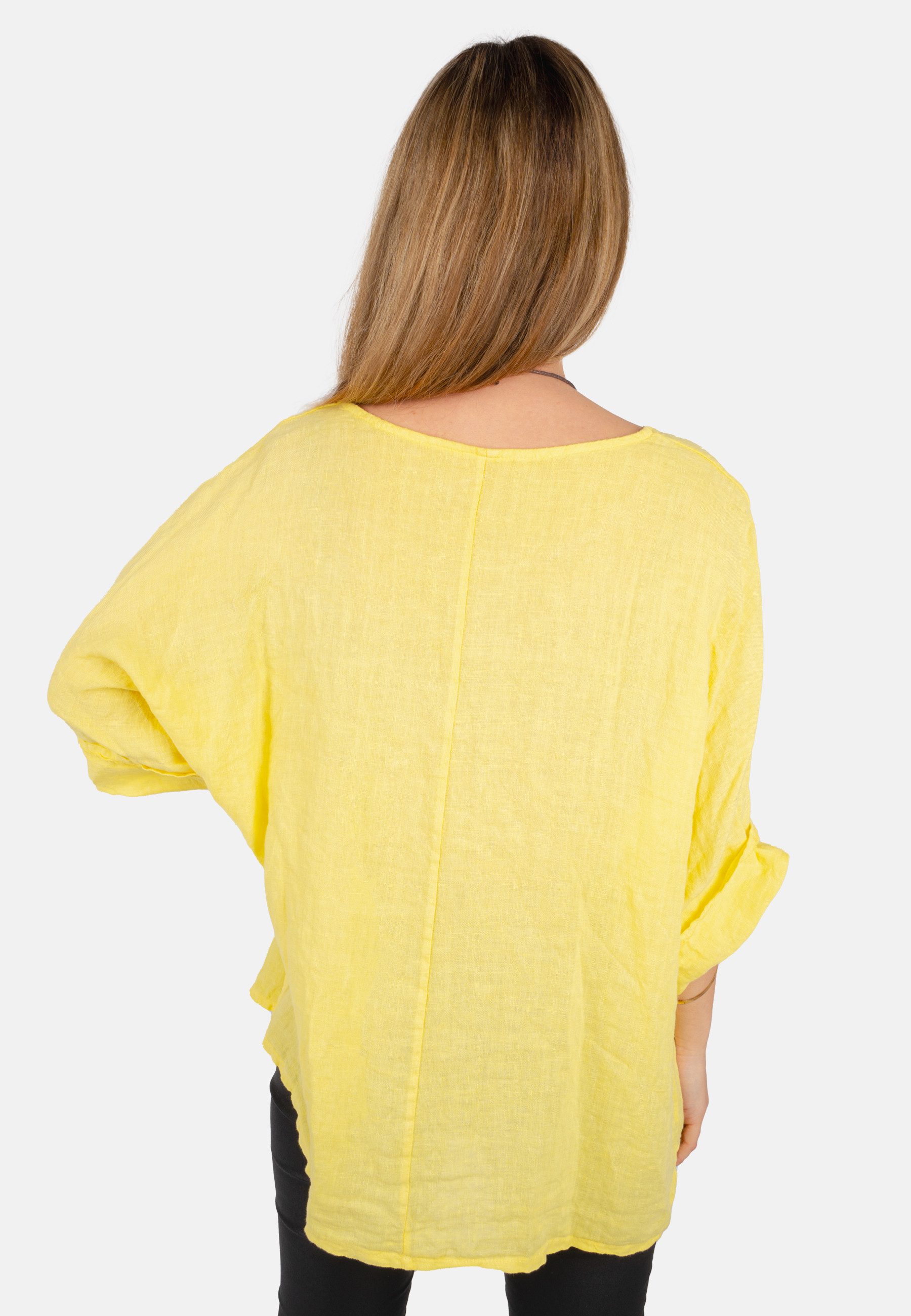 Seasons of April Kurzarmbluse Oversized Lina Weit geschnittene Leinenbluse