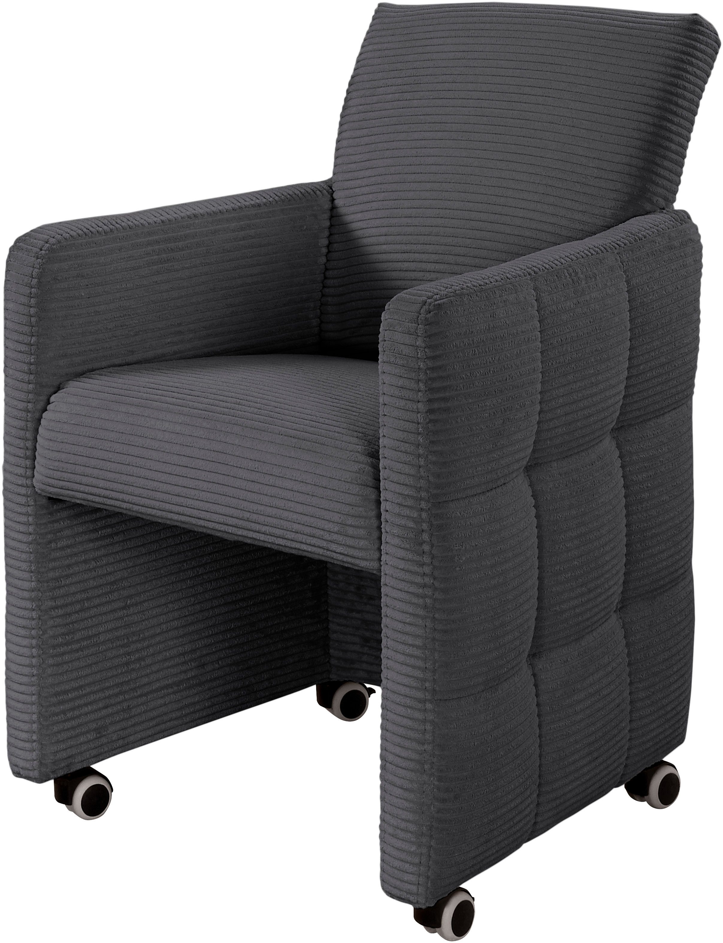 exxpo - sofa fashion Esszimmersessel Barista, Loungesessel auf Rollen mit hoher Bodenfreiheit, Barista Clubsessel auf Rollen mit schmalen Armlehnen, modernes Design