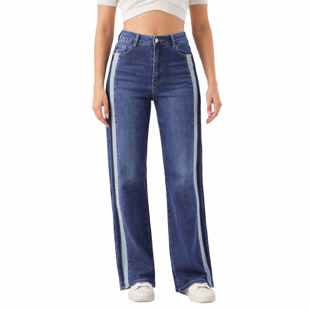 Ital-Design Dad-Jeans Damen Freizeit (91279878) Used-Look Stretch High Waist Jeans in Blau