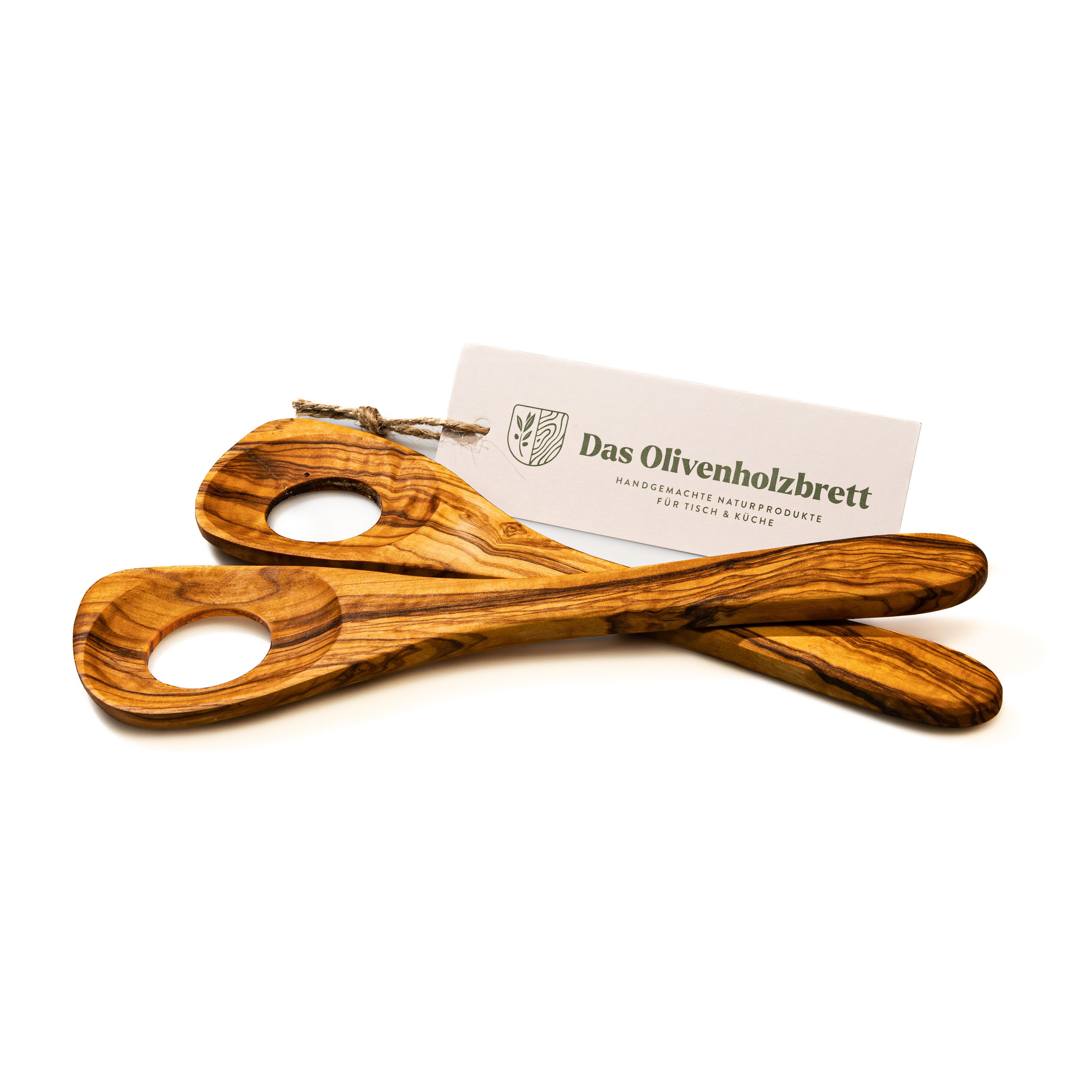 dasOlivenholzbrett Reislöffel 2er Set Risottolöffel aus Olivenholz