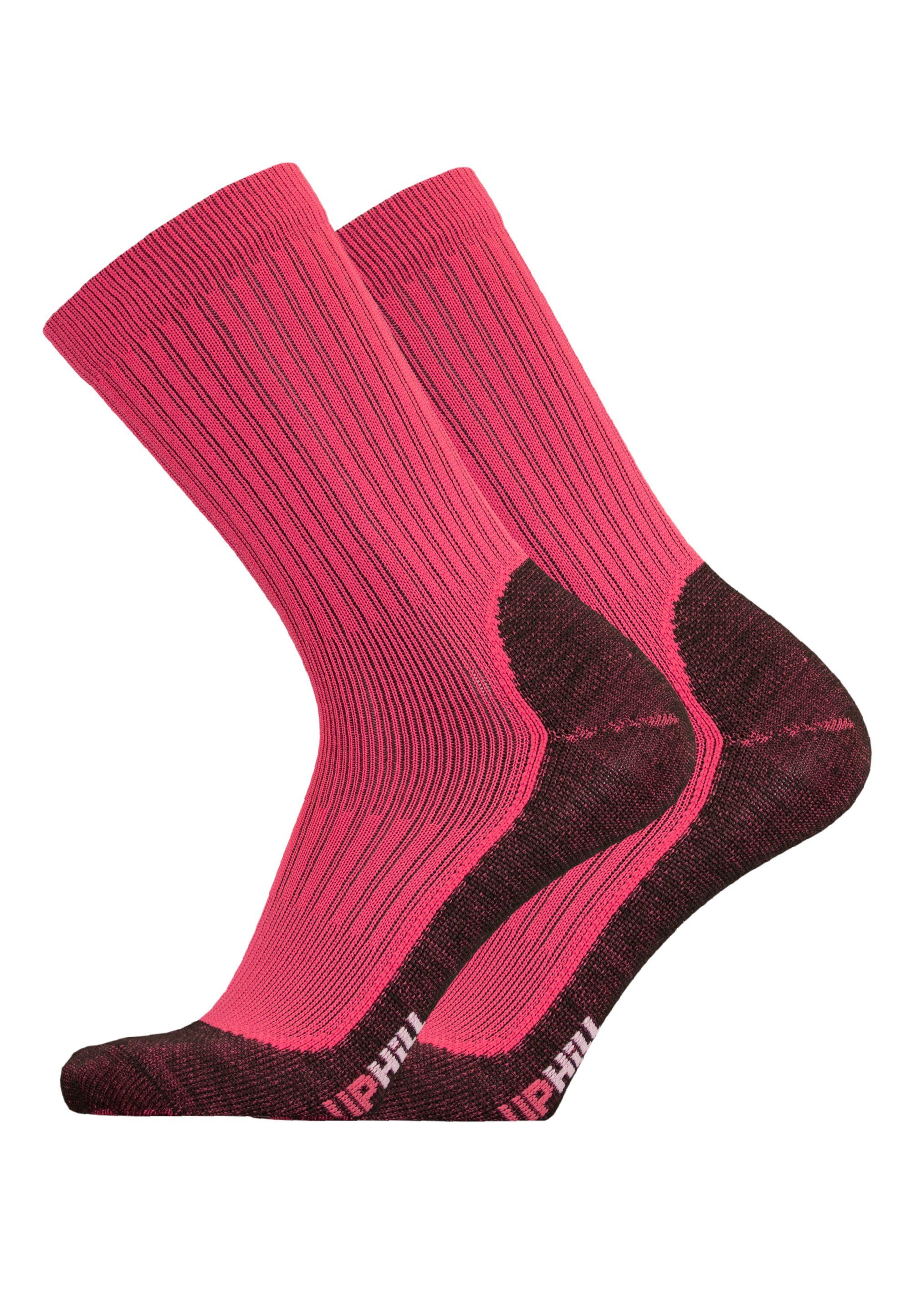 UphillSport Socken WINTER XC 2er Pack (2-Paar) mit atmungsaktiver Funktion pink-grau