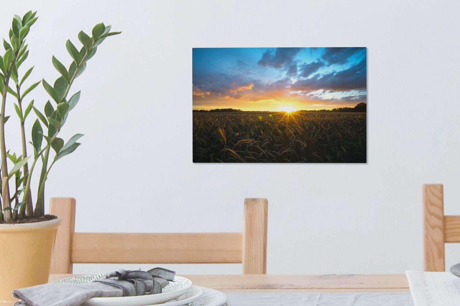 OneMillionCanvasses® Leinwandbild Sonne - Himmel Wanddeko, Aufhängefertig, Mais, 30x20 Leinwandbilder, (1 Wandbild St), - cm