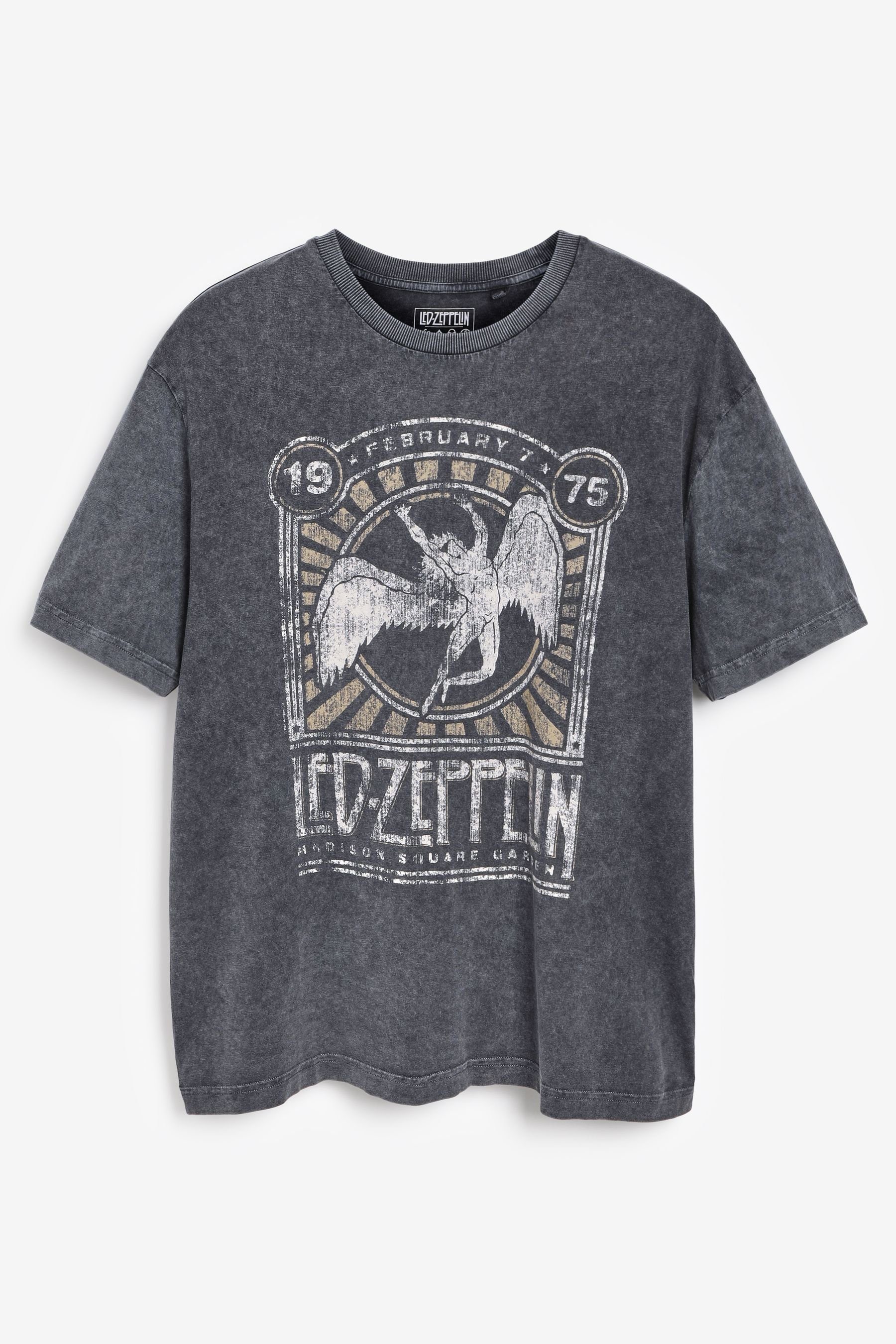 Next T-Shirt License T-Shirt (1-tlg) Grey Acid Wash Led Zeppelin