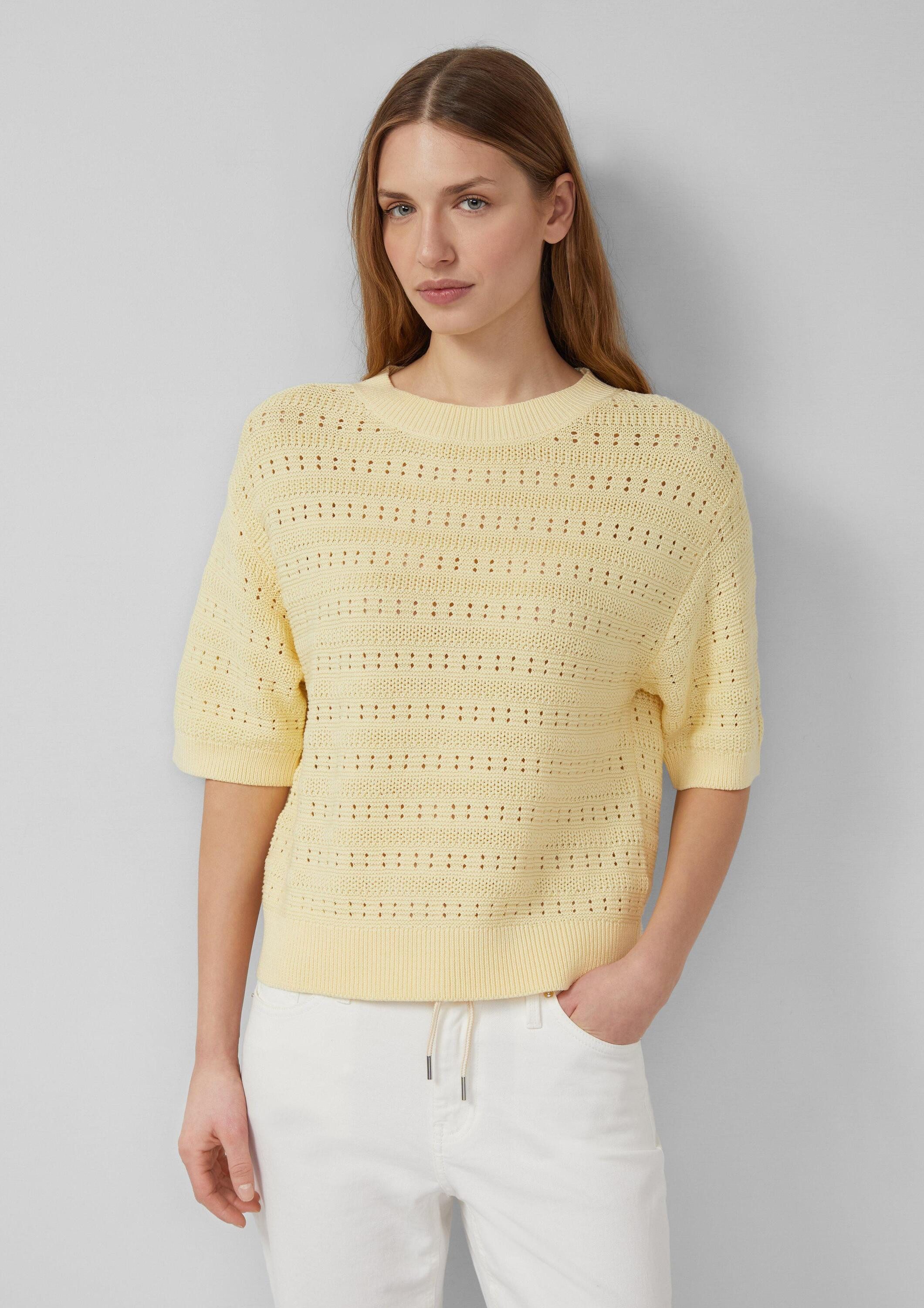 s.Oliver Kurzarmpullover Strickpullover Ajour-Pullover mit Halbarm