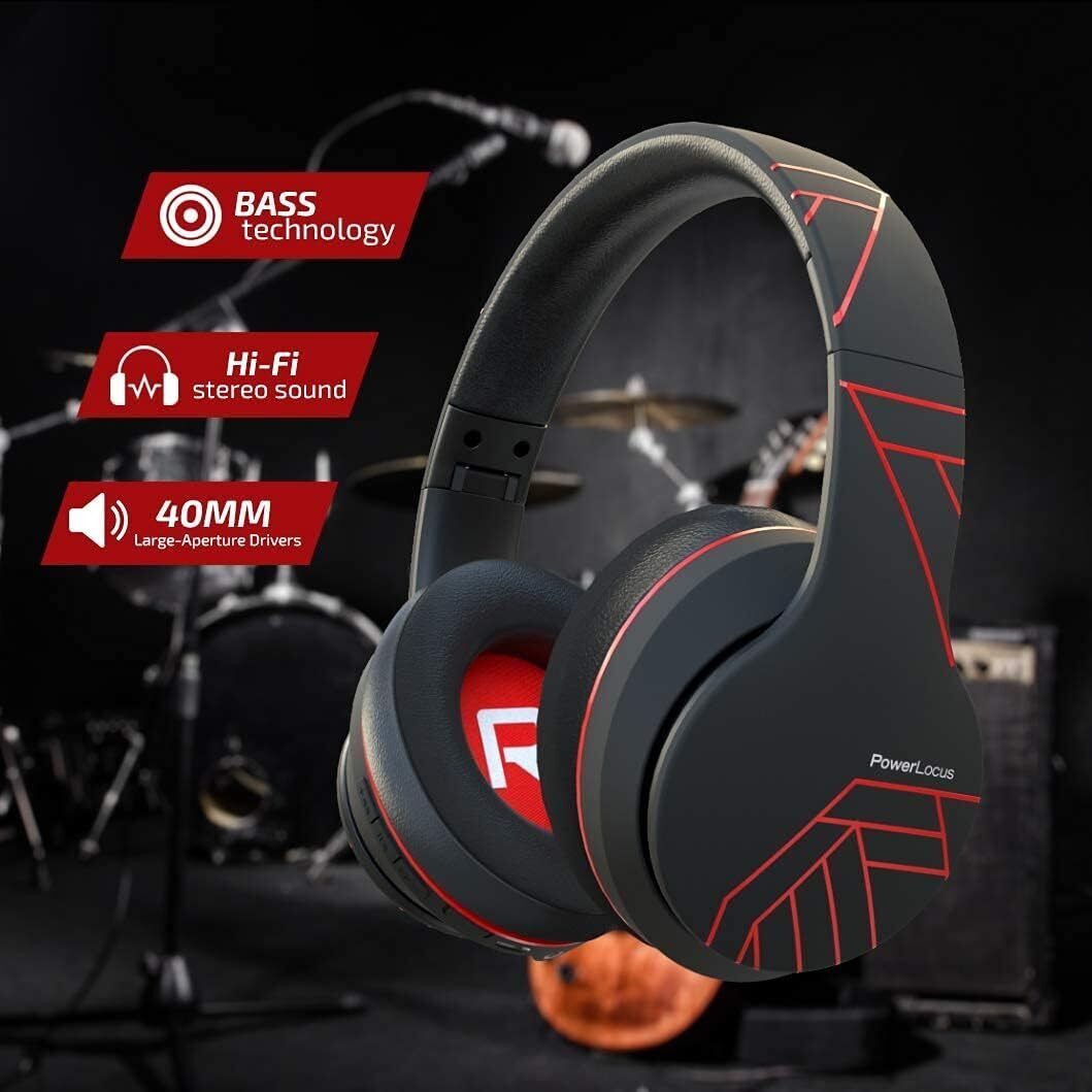 PowerLocus Over Ear Kabellos Bluetooth-Kopfhörer (Geeignet für DJ, Live-Monitoring, Studio-Monitoring)