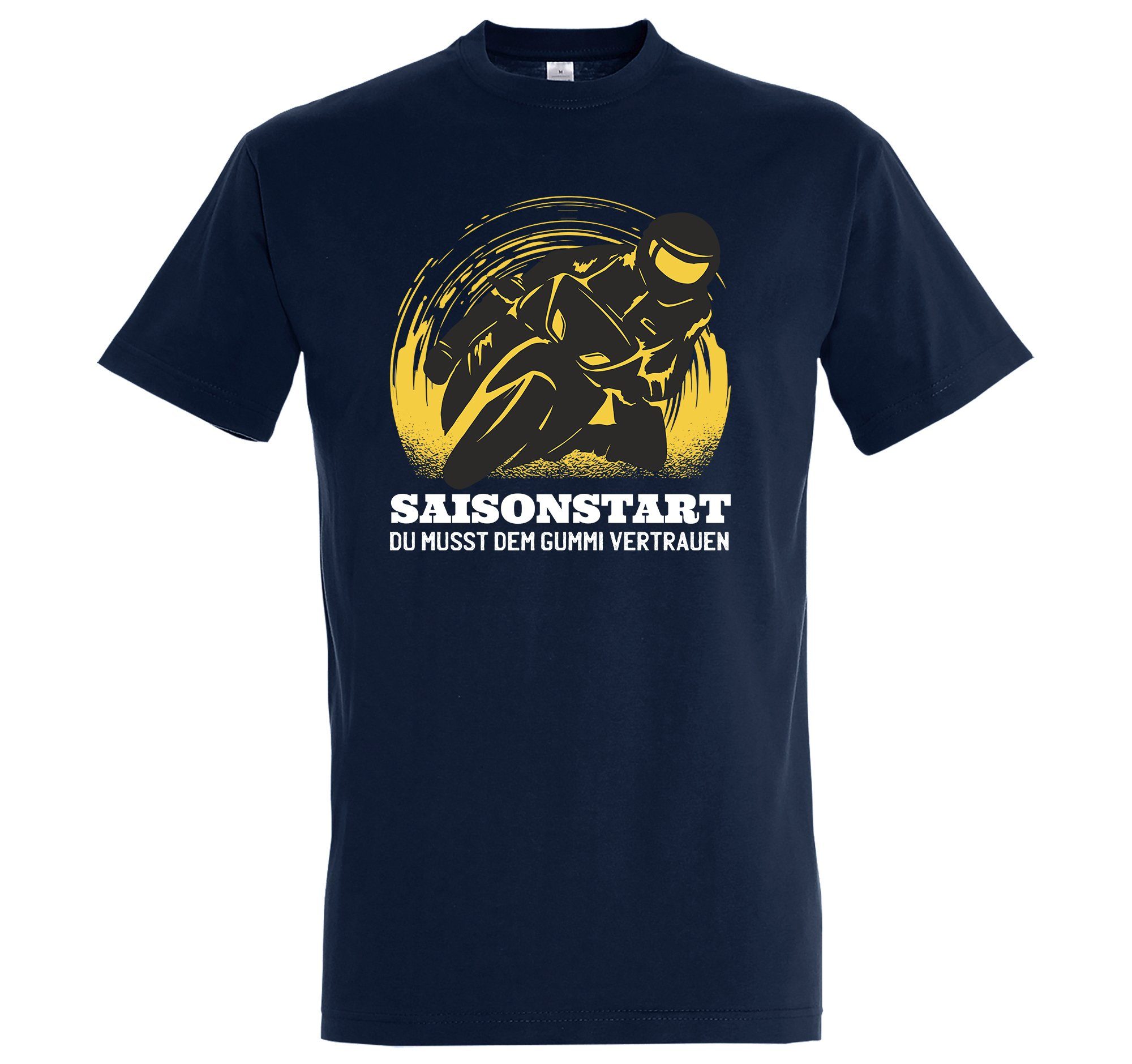 Designz Frontprint mit Saisonstart Herren Motorsport Navyblau Shirt trendigem T-Shirt Youth