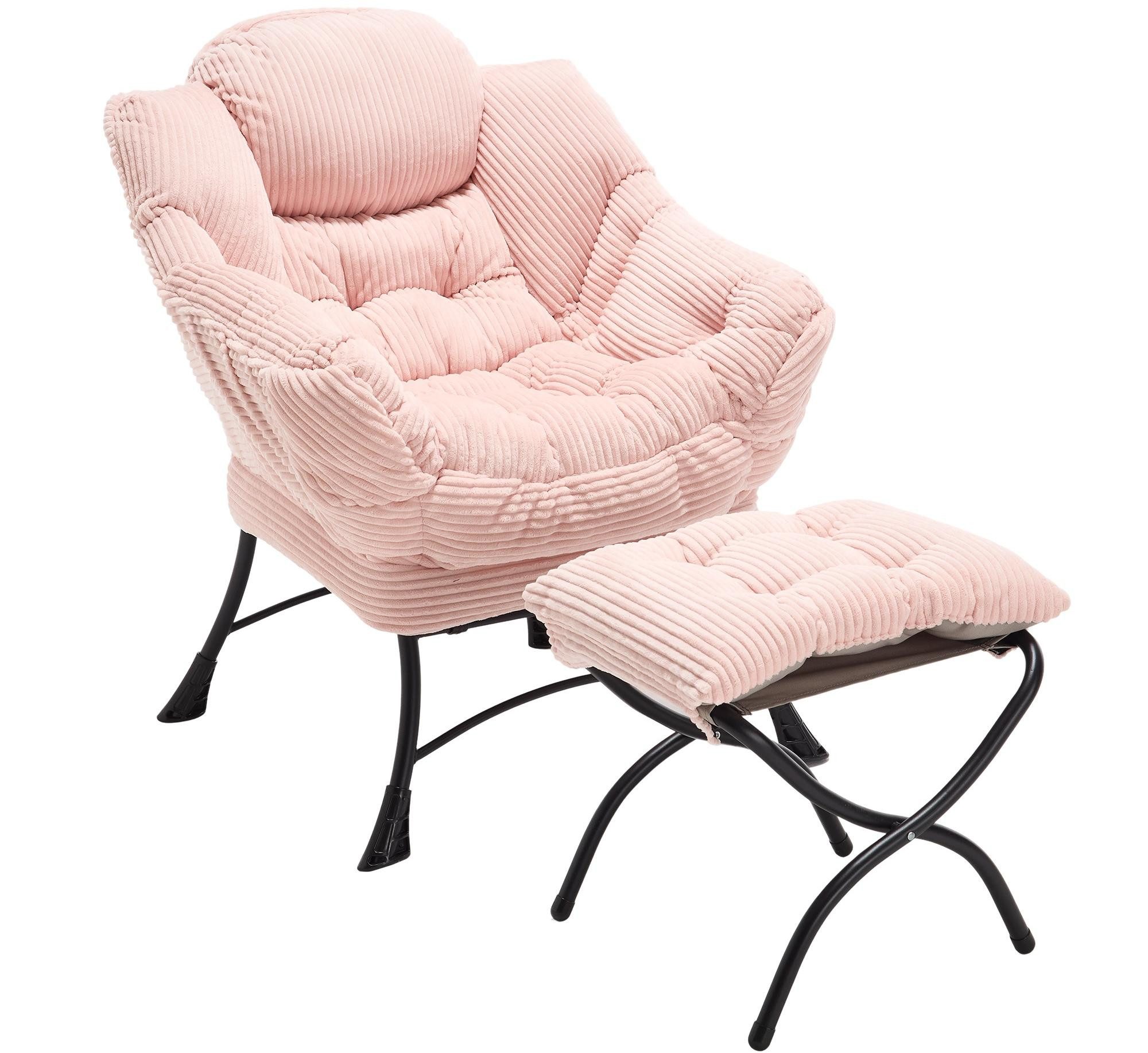 LVHOM Loungesessel Gemütliches Relaxsessel mit Hocker: Sanftes Design,praktische Ergonomie (Extraweiche Polsterung, rutschfeste Schutzfüße, ergonomische Lehne, Seitentasche (Handy), Hocker als Fußbank/Kindersitz, Stahlrahmen bis 180 kg, Кресла: 79x64x95 cm, Hocker: 50x45x46 cm), Ideal für Wohnzimmer, Schlafzimmer & Spielzimmer