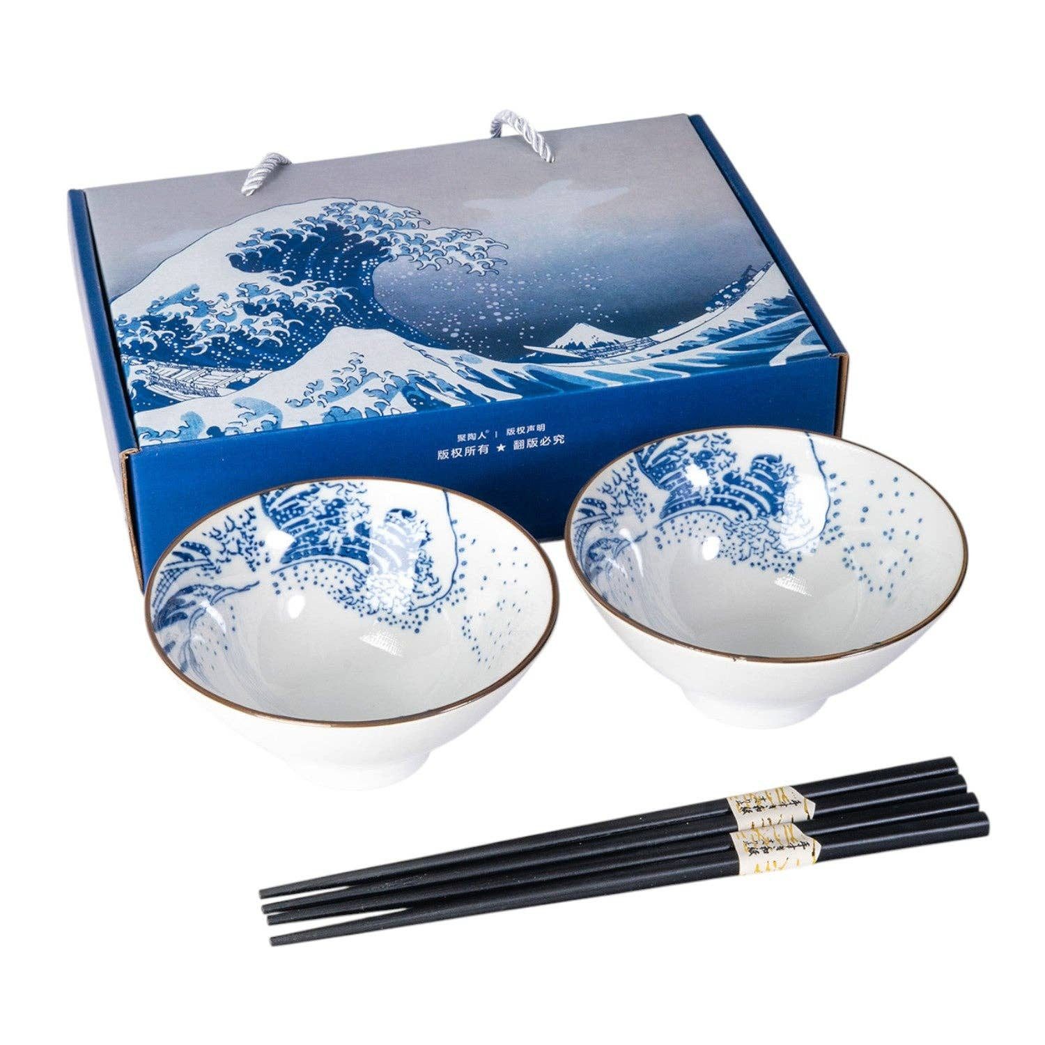 Dark-Desires Dekoschale Japanisches Schalen- und Essstäbchen Geschenkset "The big Wave"