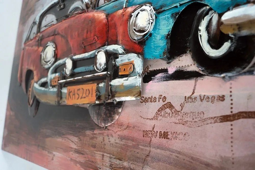 moebelfaktor Wandbild Oldtimer 3er rot-türkis-rot 140x70, günstig online kaufen