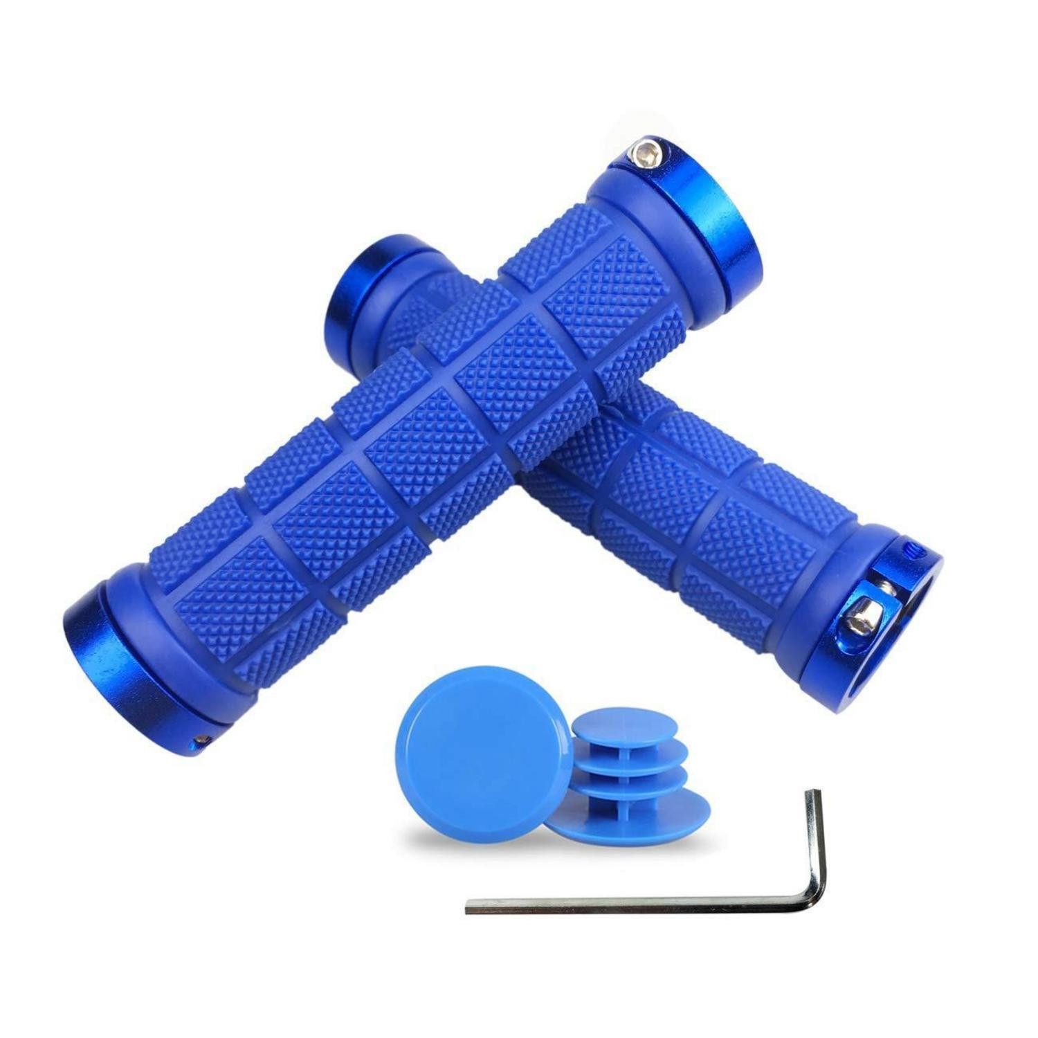 LuxusKollektion Fahrradlenker Lenkergriffe Gummi Antirutsch MTB BMX Trekking Endkappen blue