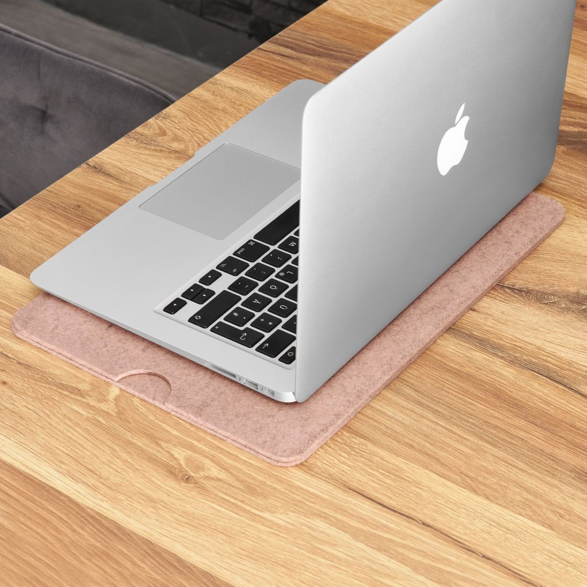13,6" Apple Laptoptasche CoverKingz 100% Hülle MacBook in Made Handmade Rosa (M2) Case, Filz Schurwolle, Tasche für Germany Air