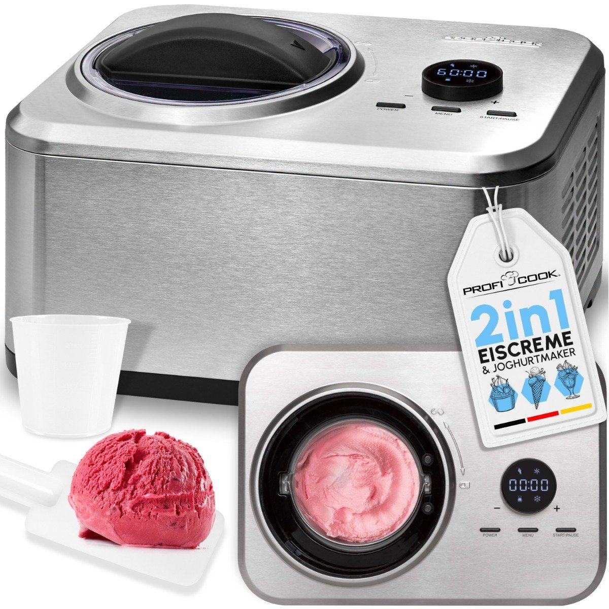 Eismaschine Joghurtbereiter, PC-ICM in 20 und min. Eis 1268, Eismaschine ProfiCook