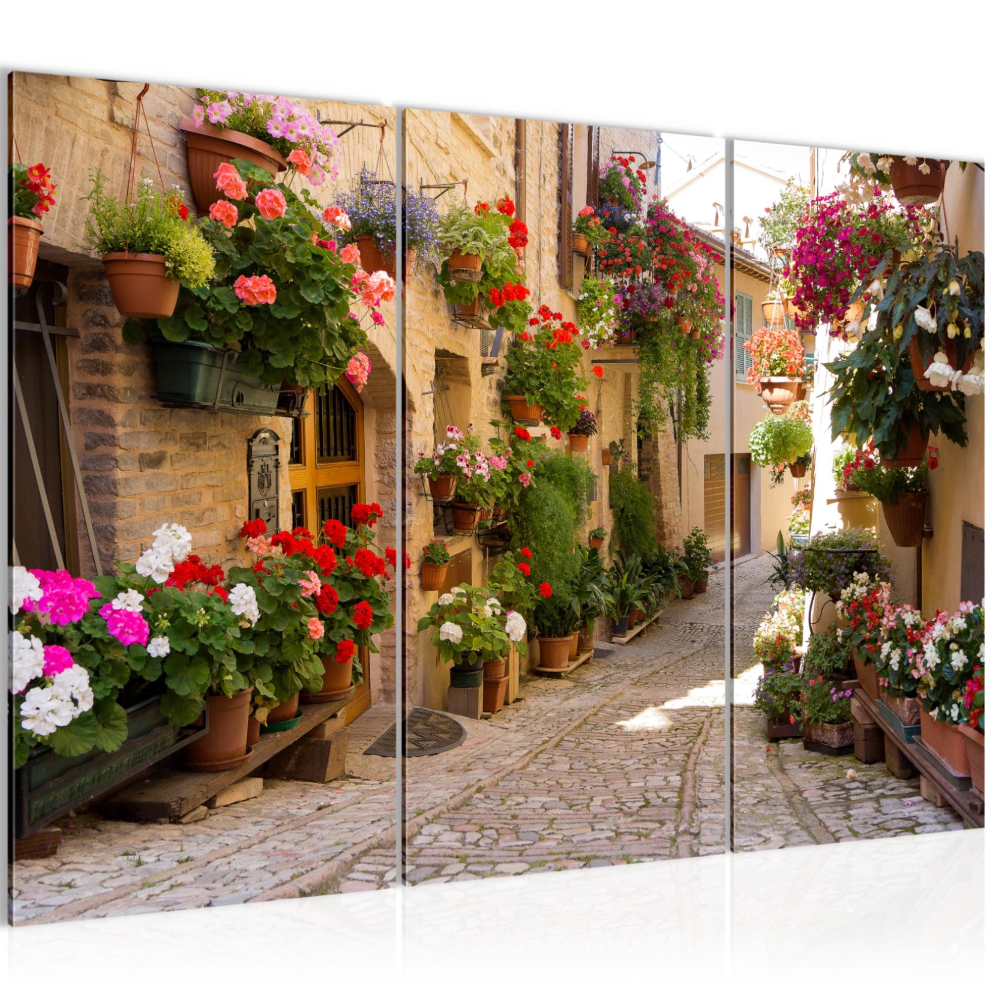 Runa Art Wandbild Mediterran Italien Bild Braun Provence Gasse 120 x 80 cm 024731a, 40 x 80 cm - 3 Bilder