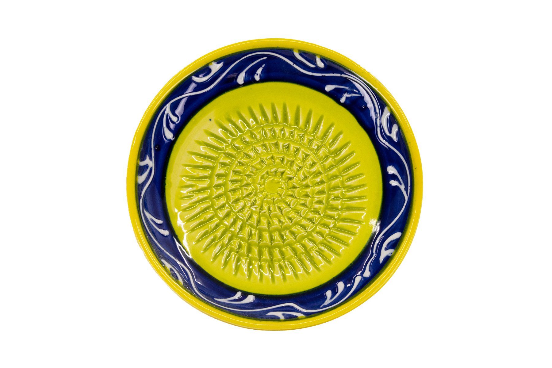 Kaladia Multireibe 12cm Reibeteller in grün & blau, Keramik, handbemalte Küchenreibe - Made in Spain