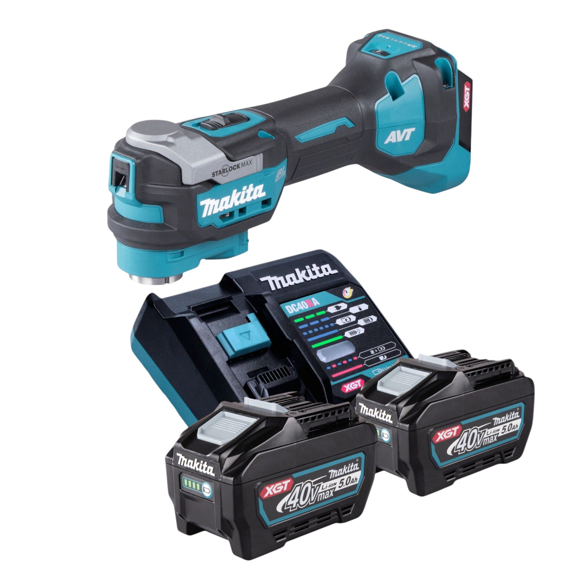 Makita Akku-Multifunktionswerkzeug TM 001 GT201 40 V max. Starlock Max + 2x Akku 5,0 Ah + Ladegerät