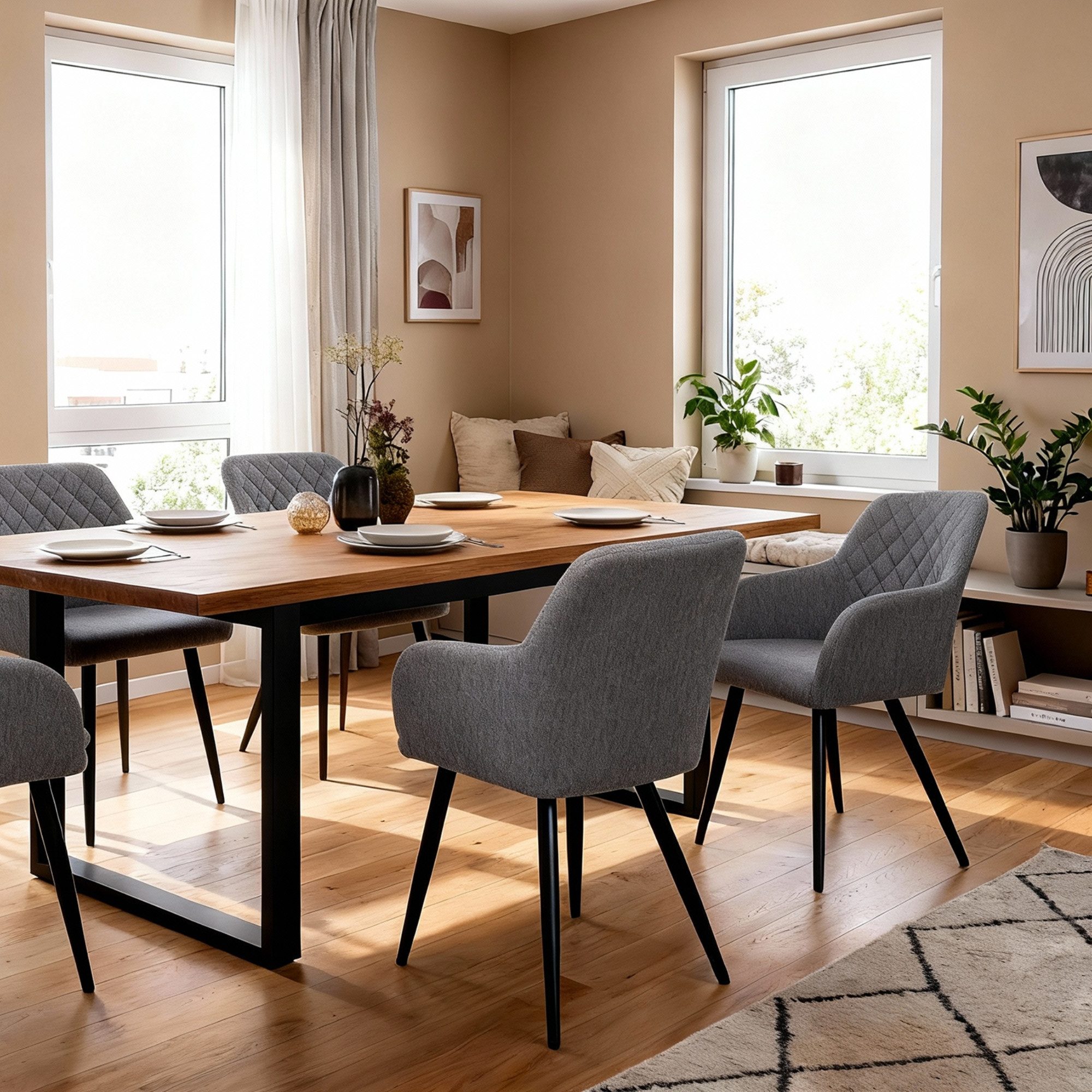 Albatros International Esszimmerstuhl Esszimmer Stühle 2 er Set SILA, Stuhl Stühle Esszimmerstühle, Küche (2er Set, Grau, Stoff Bezug), Küchenstuhl Küchenstühle Essstühle für den Esstisch Ess Stühle