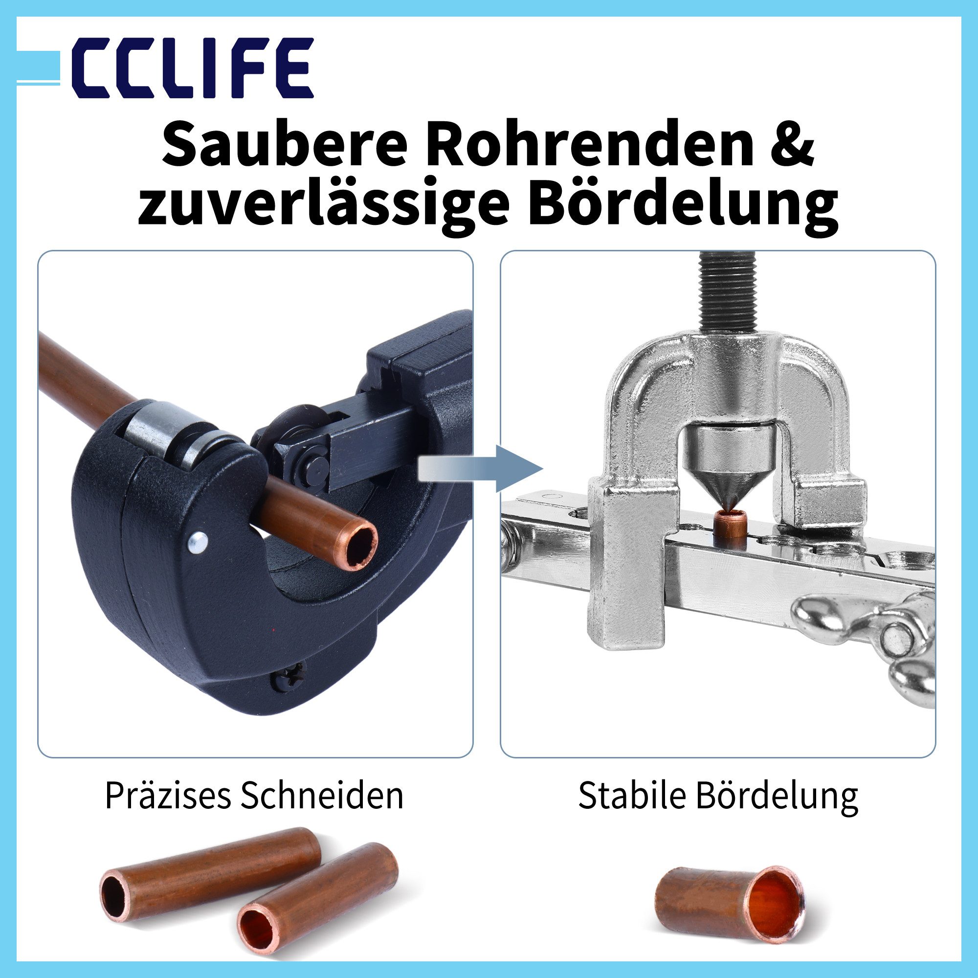 CCLIFE Kupferrohr CCLIFE Klima Kondensatorrohr Boerdelgeraet Werkzeug Set fuer Kfz, (10-tlg)