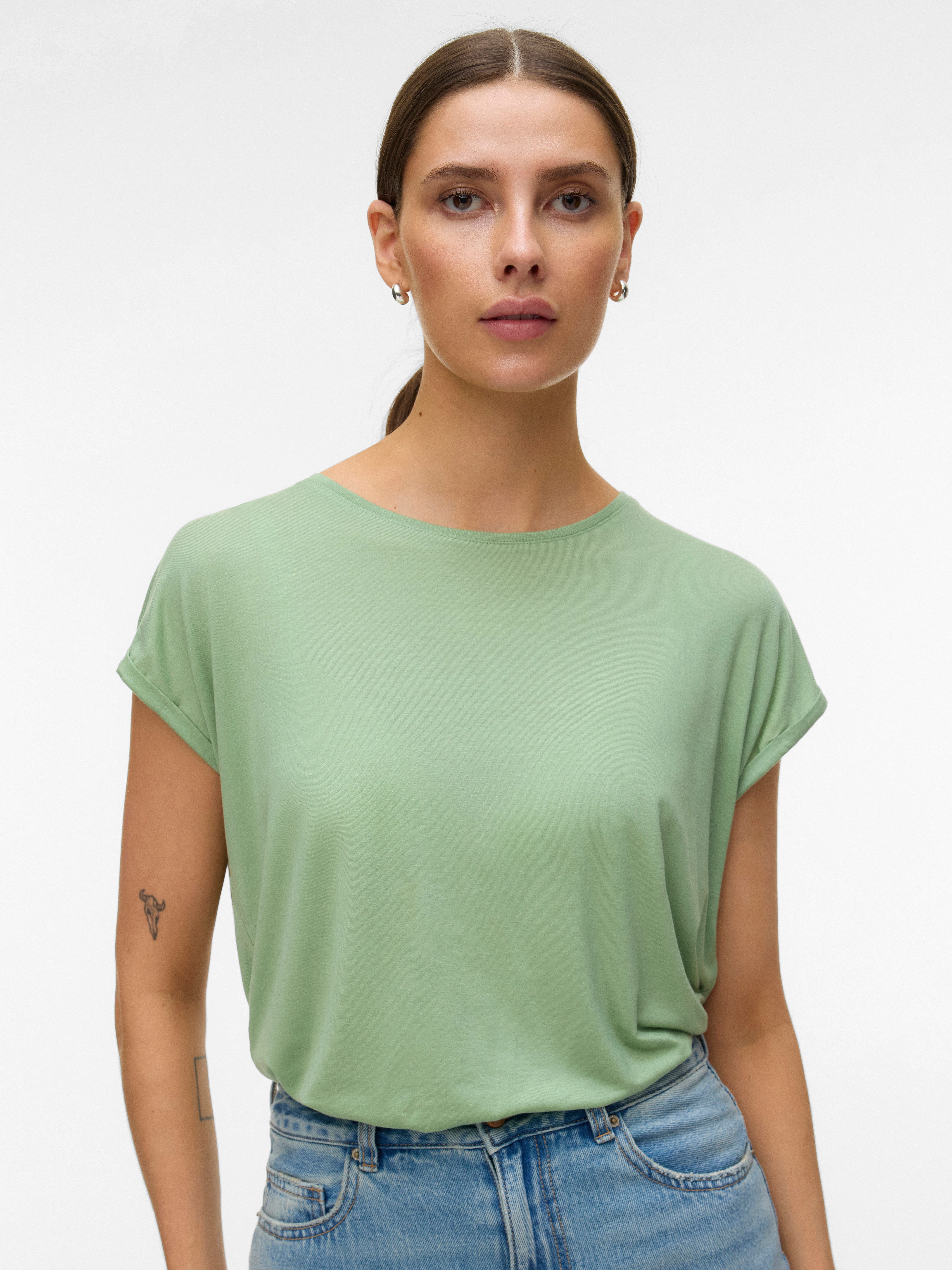 Vero Moda Rundhalsshirt VMAVA PLAIN SS TOP GAJRS NOOS Materialmix, regular günstig online kaufen