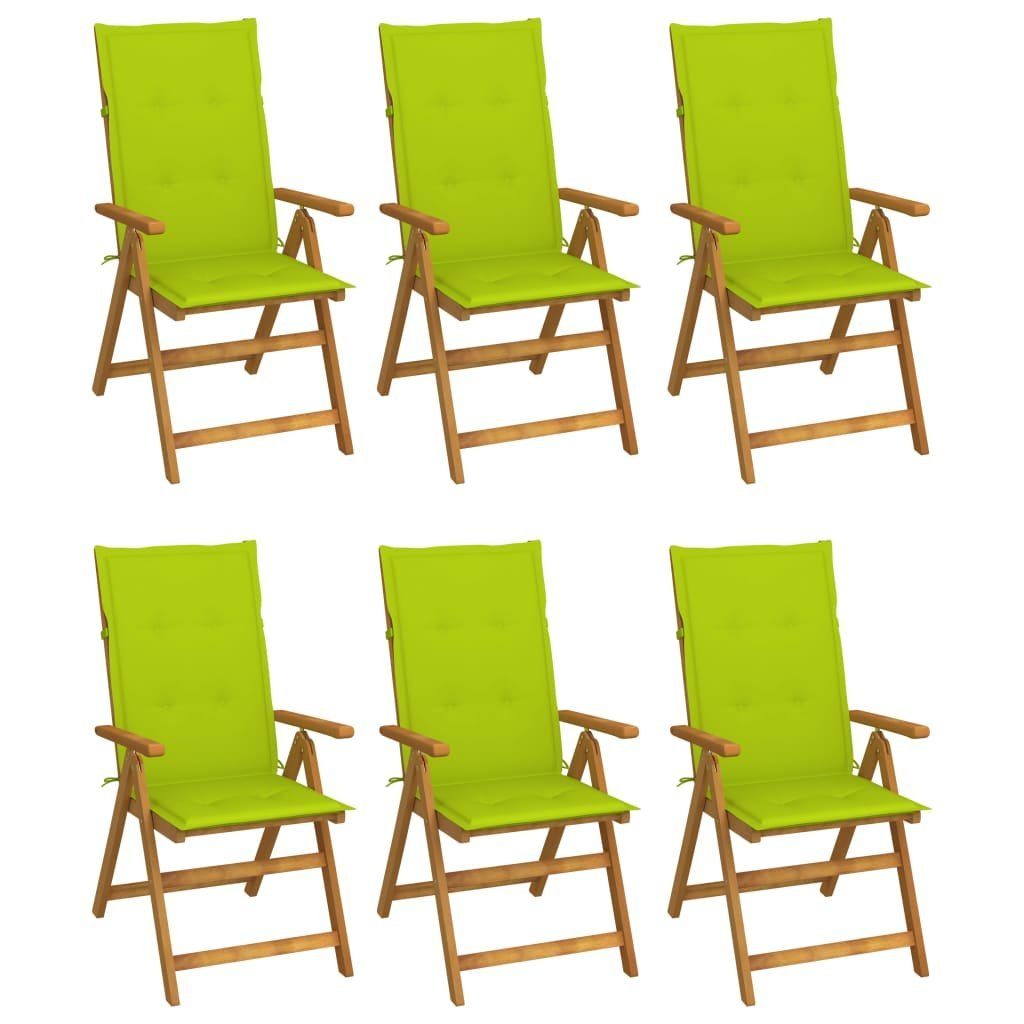 Stk. Auflagen Akazie mit Gartenstühle Klappbare 6 furnicato Gartenstuhl Massivholz