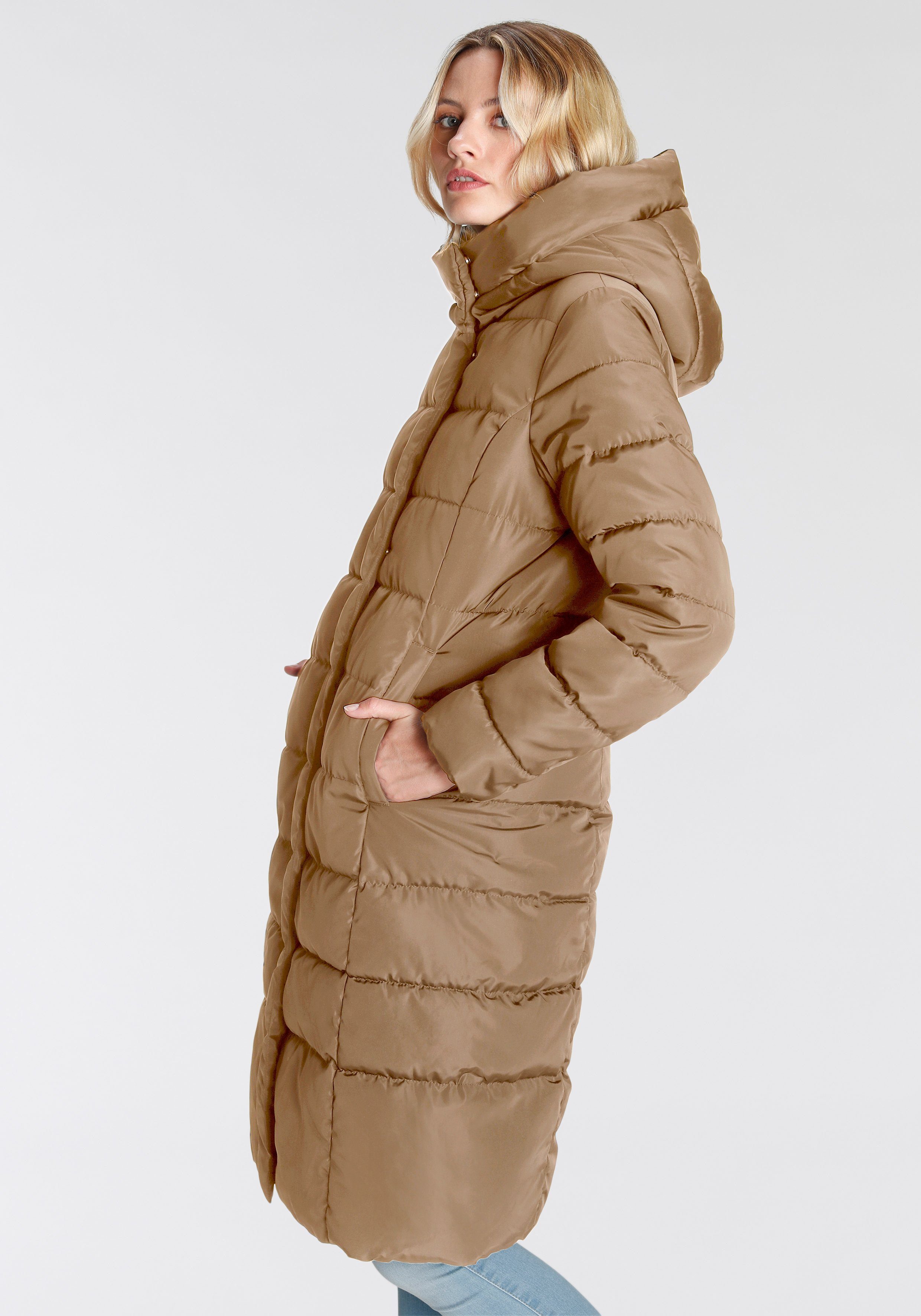 ONLY Steppmantel ONLTINA PUFFER X Coconut COAT Kapuze Toasted OTW mit LONG