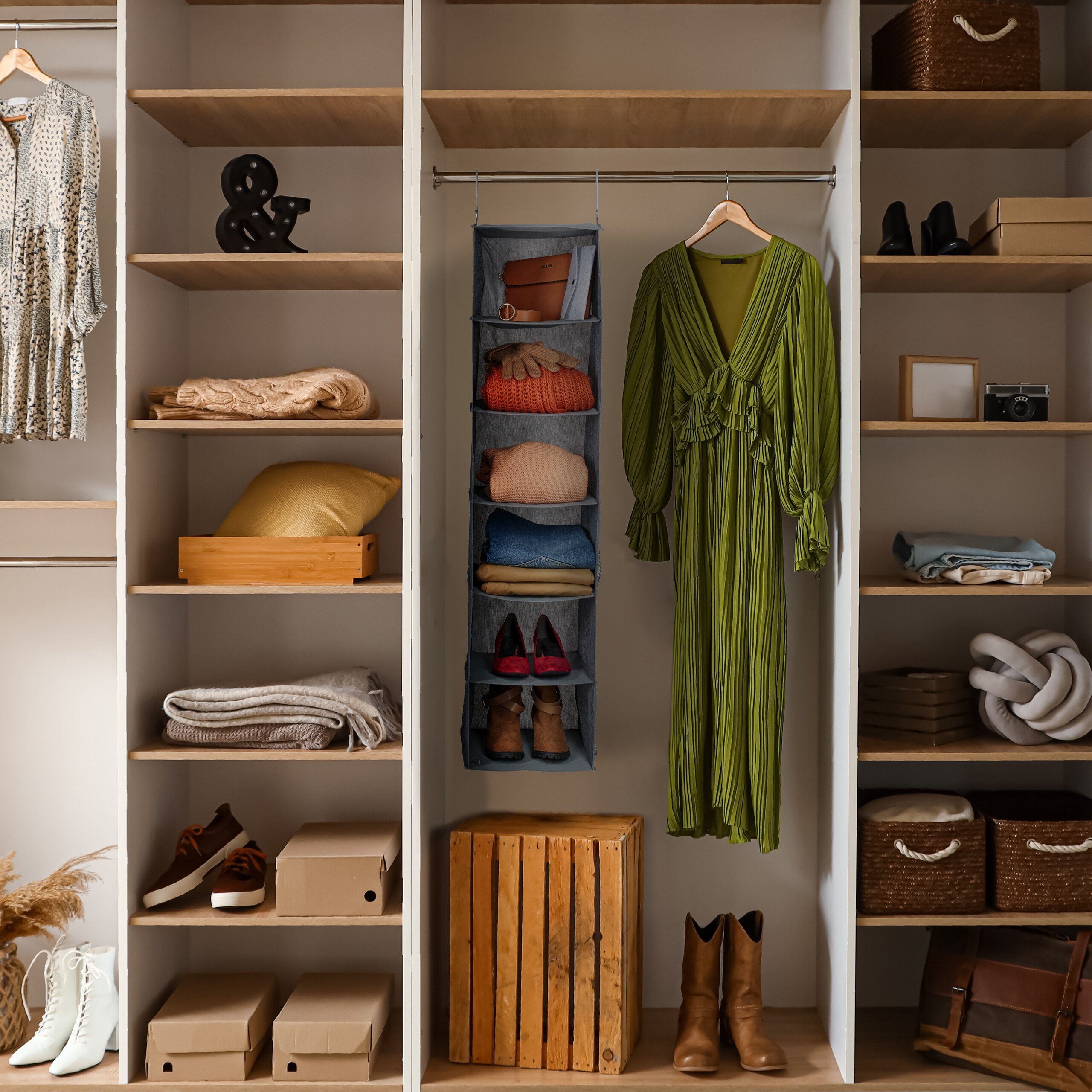 relaxdays Hängeaufbewahrung Kleiderschrank Hängeregal mit 6 günstig online kaufen