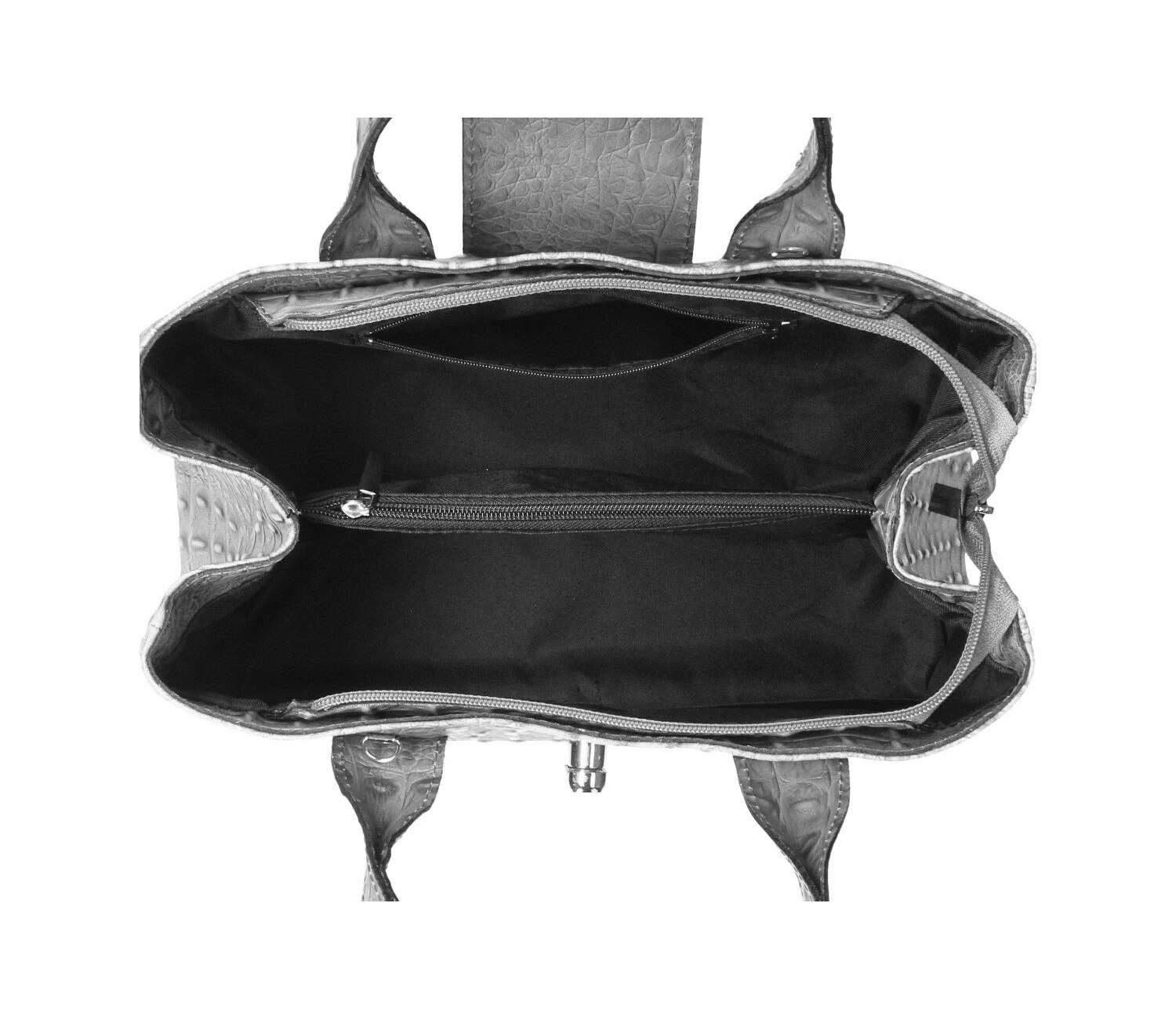 ITALYSHOP24 Schultertasche Made in Italy Damen Leder Shopper Handtasche Umhängetasche Henkel, zwei Muster nach Wahl für deinen Business, Reise und Freizeit Outfit