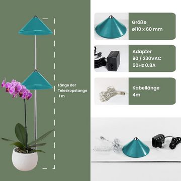 PARUS Pflanzenlampe Indoor plants, Leuchtmittel für Pflanzen, Teleskopstab 1m, Parus by Venso SUNLiTE LED Pflanzenlampe klein 7W Petrol, Wachstumsla