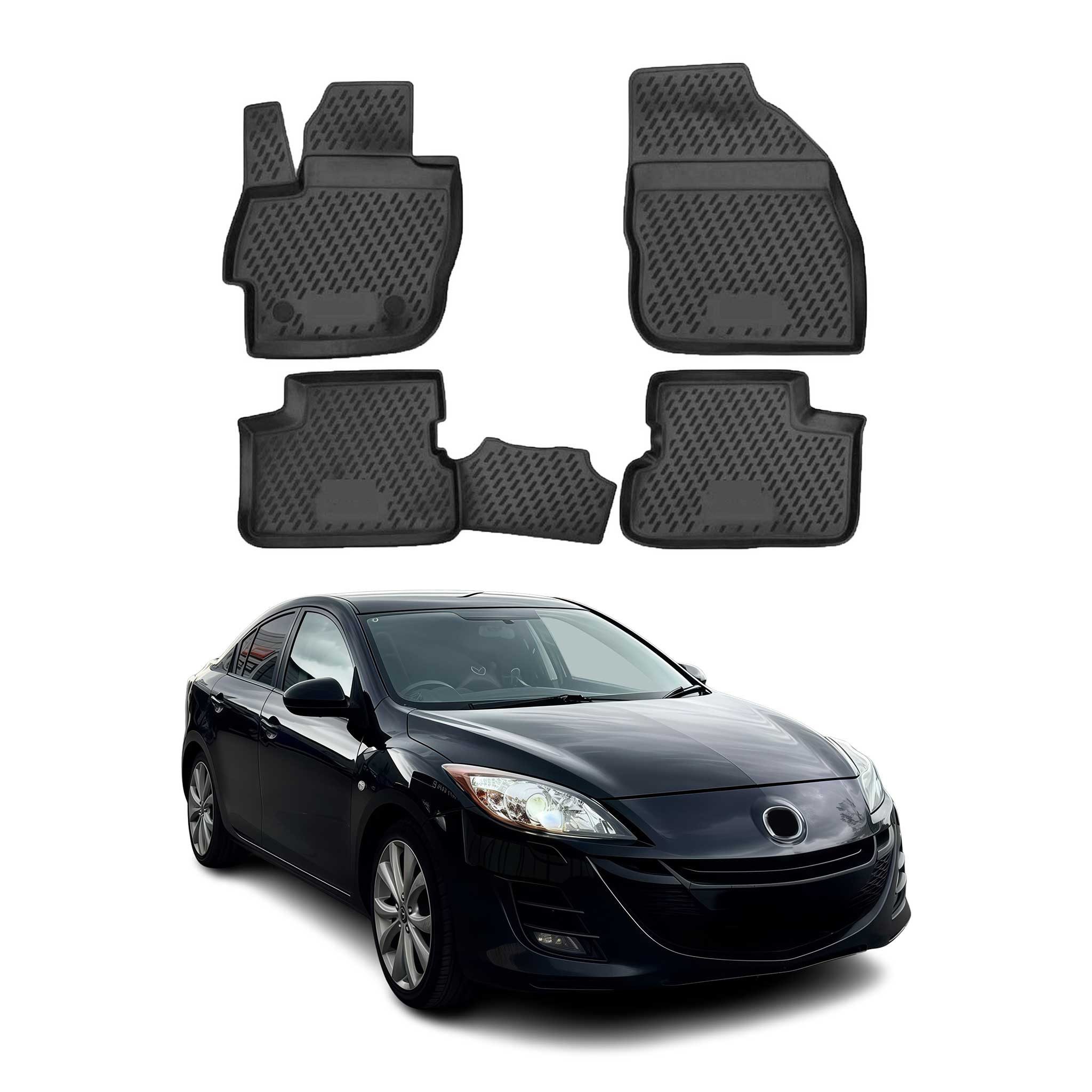 OMAC Auto-Fußmatten für Mazda 3 2009-2013 Schwarz 4 tlg TPE Automatten (4 St), für Mazda 3 2009-2013 Mazda 3 2009-2013, Antirutsch,Wasserfest,Einfache Installation