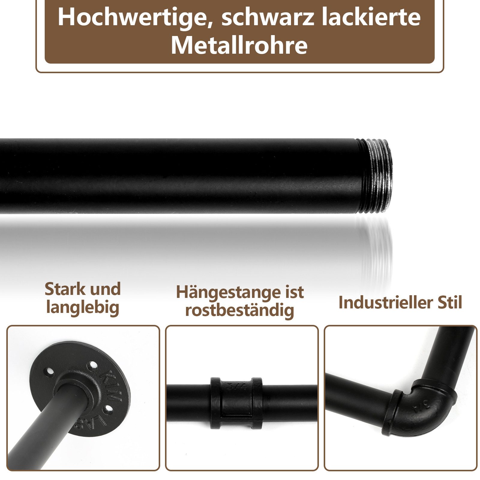 Clanmacy Kleiderstange 2 St Garderobenstange Garderobe Halter Kleiderständer Wand Wandmontage (Wandgarderoben, Garderobenstangen, 2 St., 2x Kleiderstange, 24 Ha – Bild 5 von 5