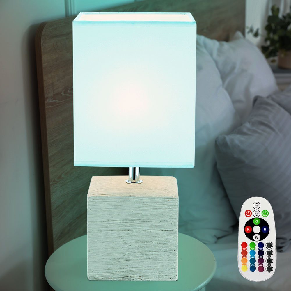 GLOBO LIGHTING LED Tischleuchte, Leuchtmittel inklusive, Warmweiß, Farbwechsel, Tisch Lampe Fernbedienung Wohn Zimmer Textil Lese Lampe dimmbar im Set