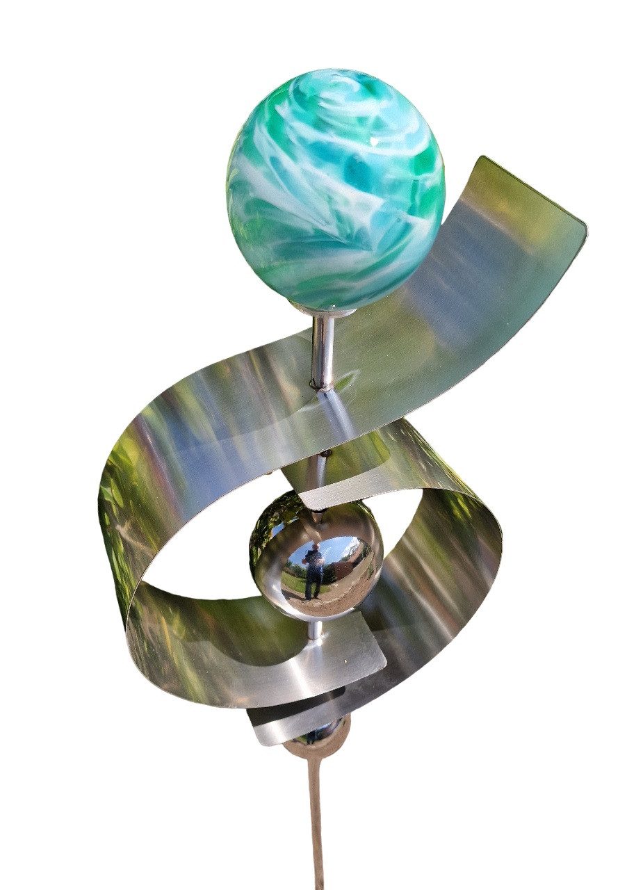 Jürgen Bocker - Gartenambiente Gartenstecker Glaszauber Jupiter aus Edelstahl 100 cm Beetstecker Glaskugel