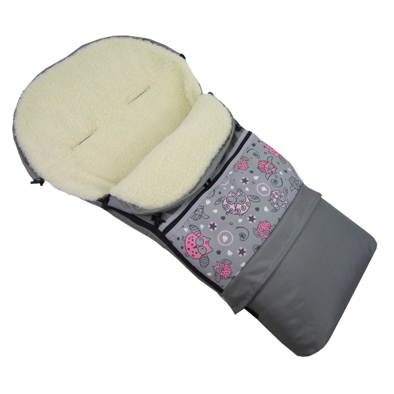BambiniWelt by Rafael K. Fußsack Winterfußsack Wintersack Kinderwagen Buggy universal Lammwolle 3in1, geeignet für 3 und 5-Punkt-Gurtsysteme