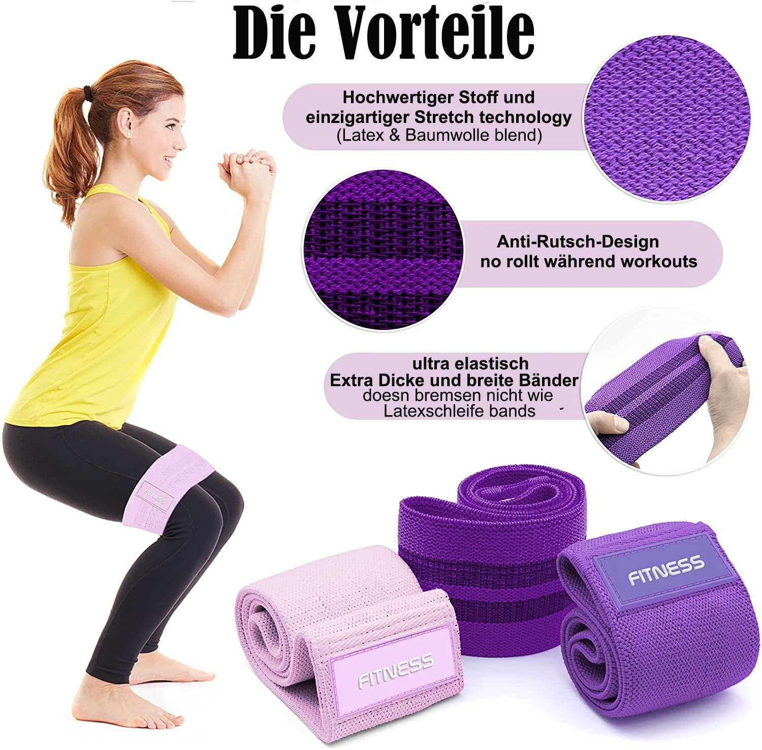 Meromore Fitnessband [3er Set] Fitnessbänder/Widerstandsbänder Set Loop
