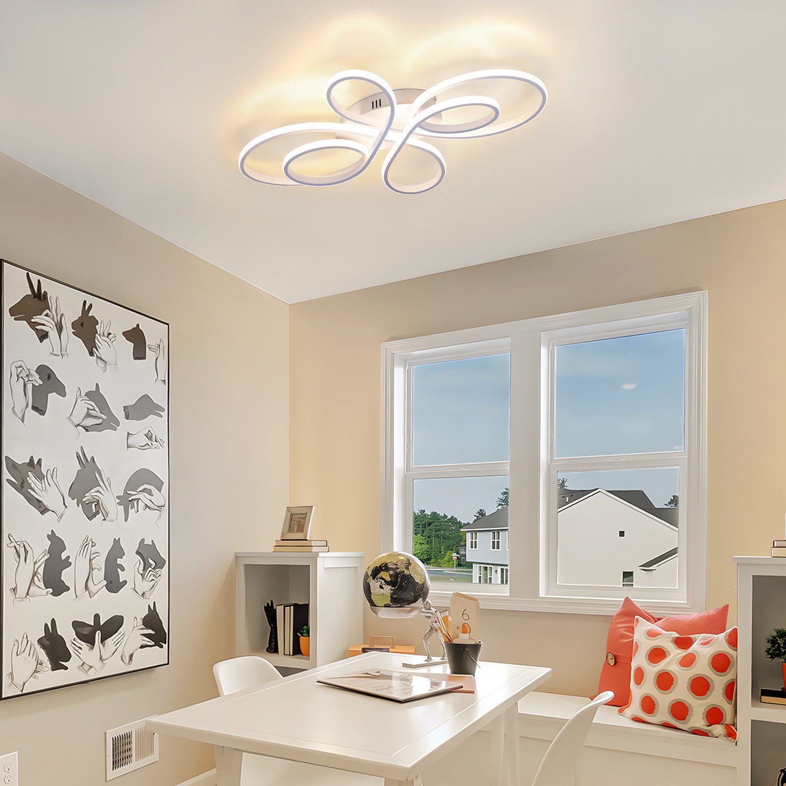 Nettlife LED Deckenleuchte Modern Schwarz Dimmbar Wohnzimmer 65W 40/66/80/100CM deckenlampe, LED fest integriert, Warmweiß, Schlafzimmer, Wohnzimmer, Büro, Arbe – Bild 4 von 5