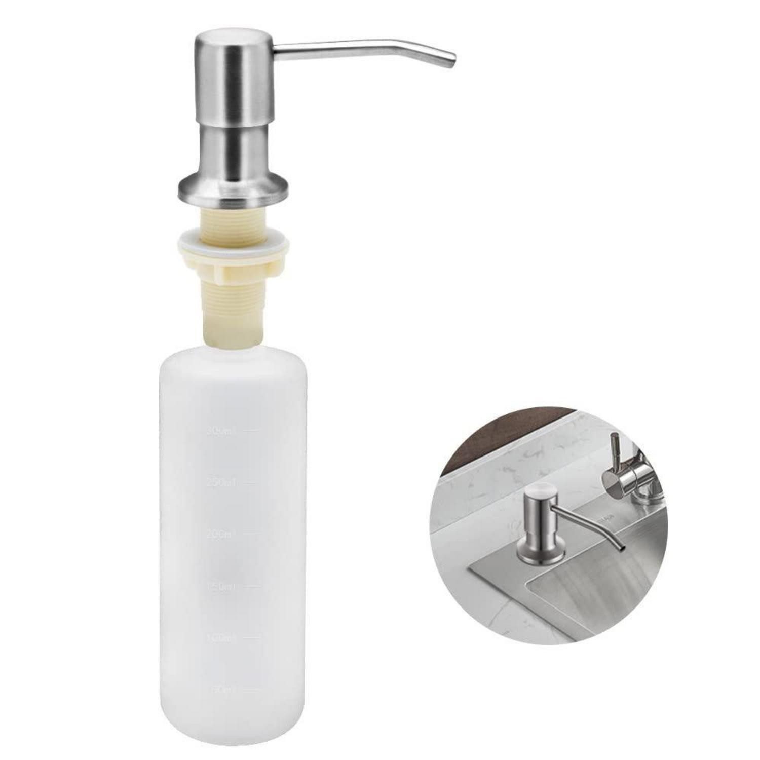 LuxusKollektion Spülmittelspender Einbau-Spülmittelspender Küche 350ml Edelstahl 360° drehbar
