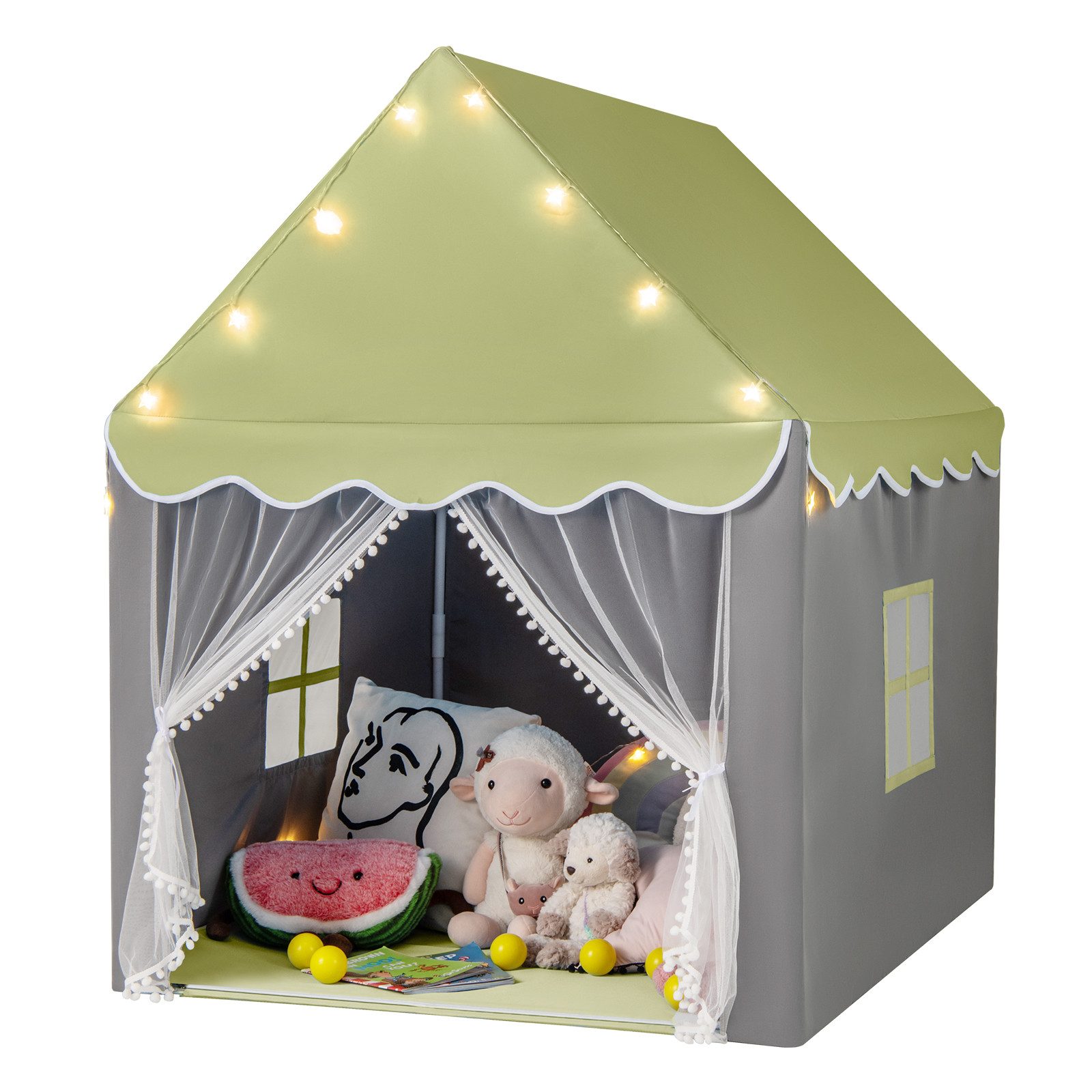 COSTWAY Spielzelt Spielhaus mit LED & Matte, 105 x 121 x 136cm, Outdoor günstig online kaufen
