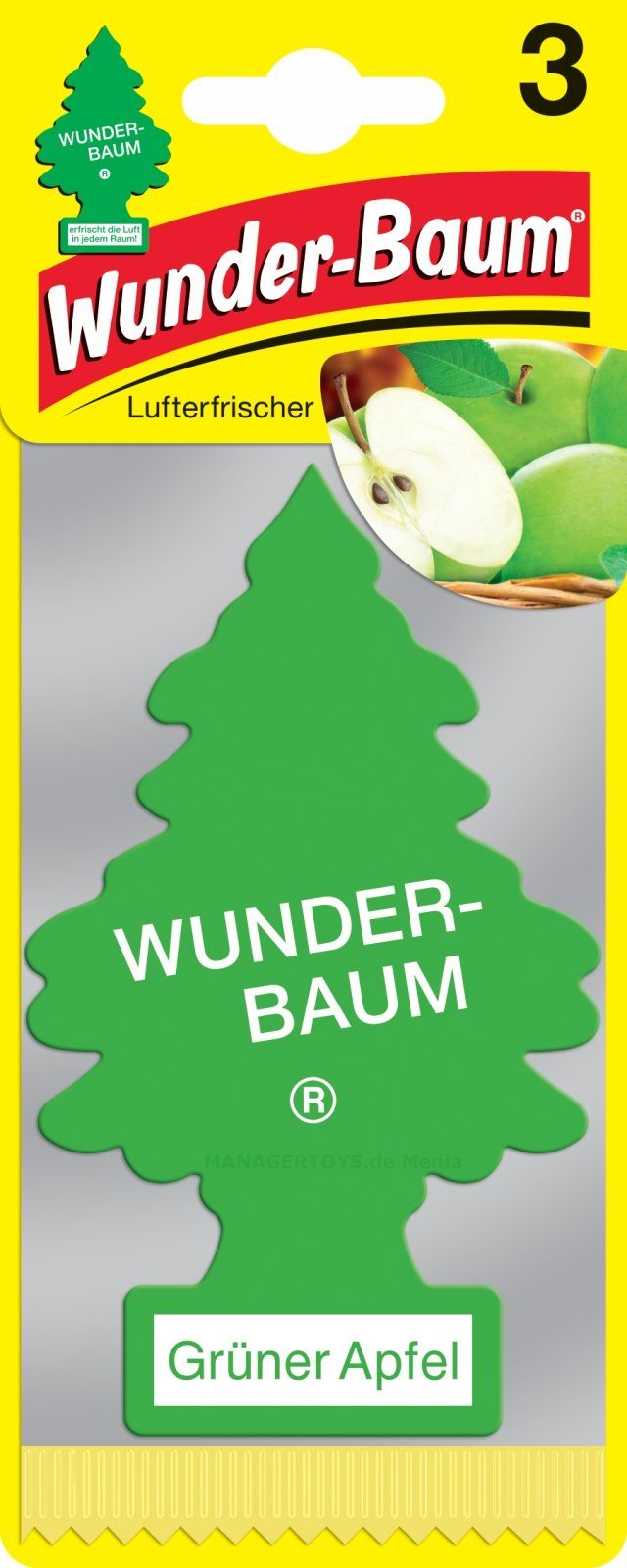 Wunder-Baum Luftreiniger Apfel 3er Duftbäumchen Wunderbaum 3 Set Lufterfrischer Green Apple