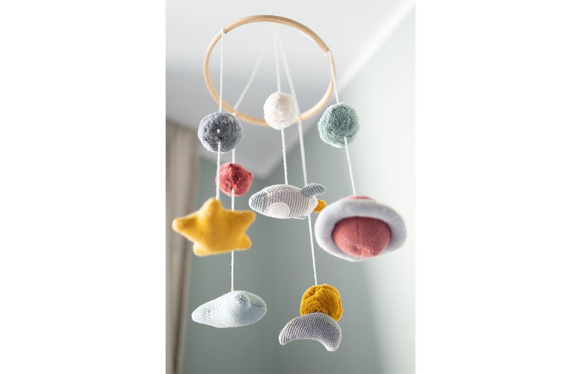 KINDSGUT Mobile Weltraum, 100% Baumwolle mit Weltraum-Motiven