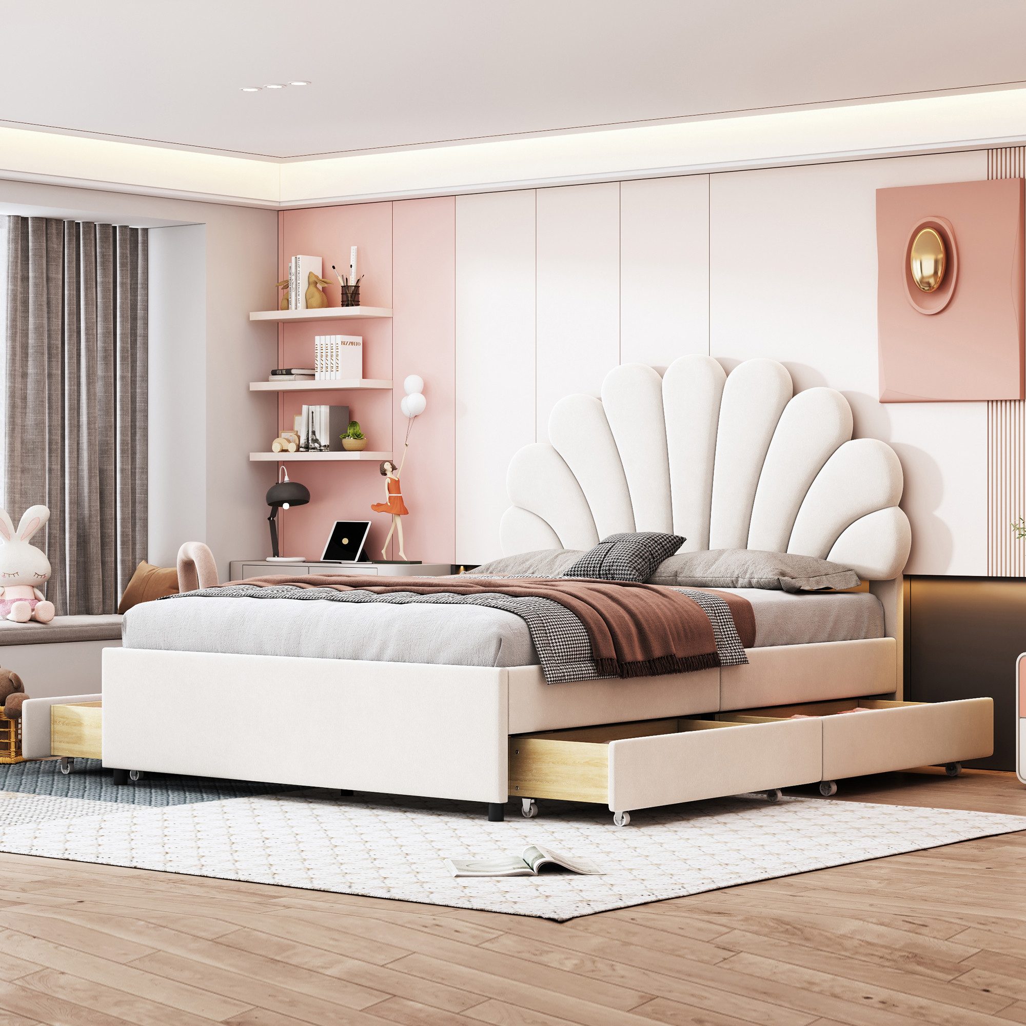 REDOM Polsterbett Kinderbett Stauraumbett Funktionsbett Doppelbett günstig online kaufen