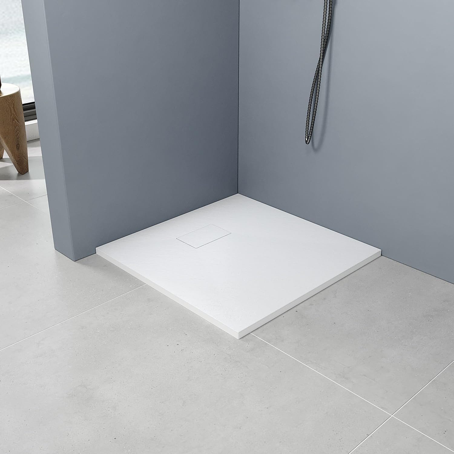 AQUALAVOS Duschwanne Duschtasse aus SMC Weiß Antirutsch Quadratisch 80 /90 /100 cm, Quadratisch, Sheet-Molding-Compound (SMC) , L: 80-100cm, B: 80-100cm Ablaufg – Bild 2 von 5