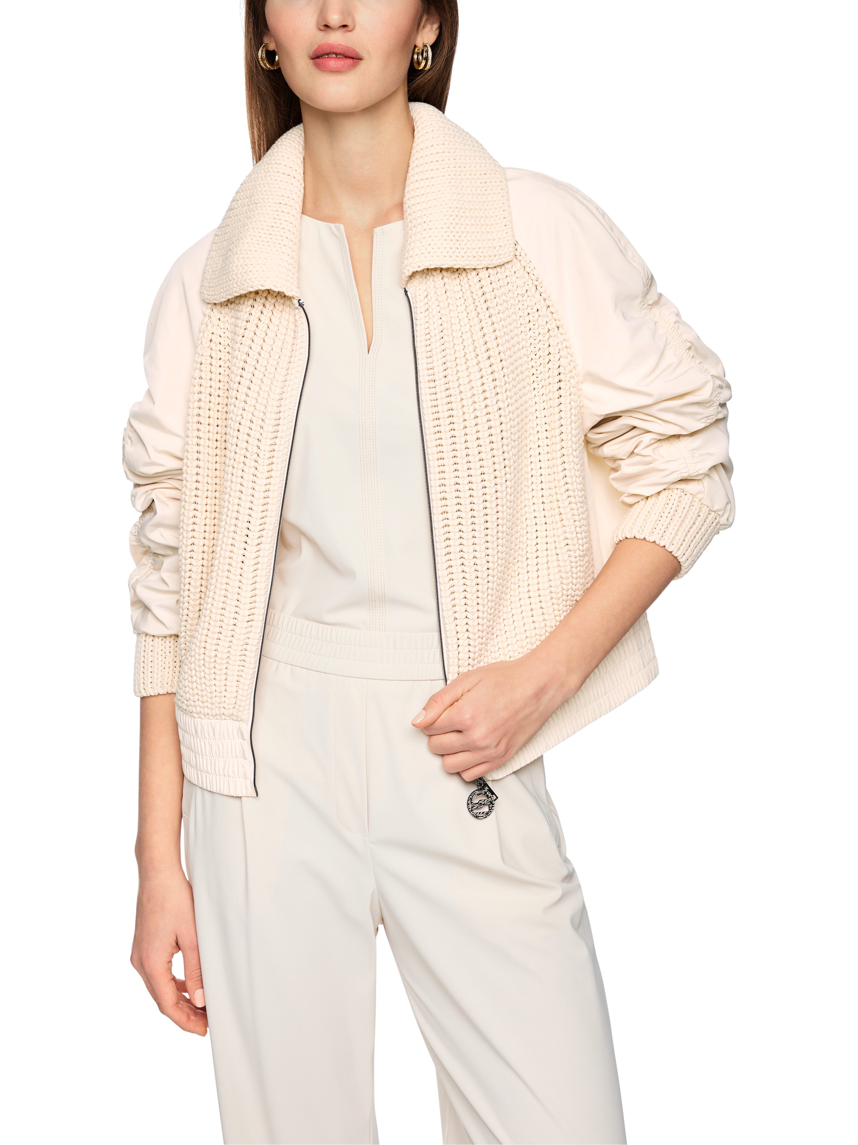 Marc Cain Cardigan Tiger Mania Premium Damenmode aus einer trendigen Materialmischung, 2-Wege-Reißverschluss