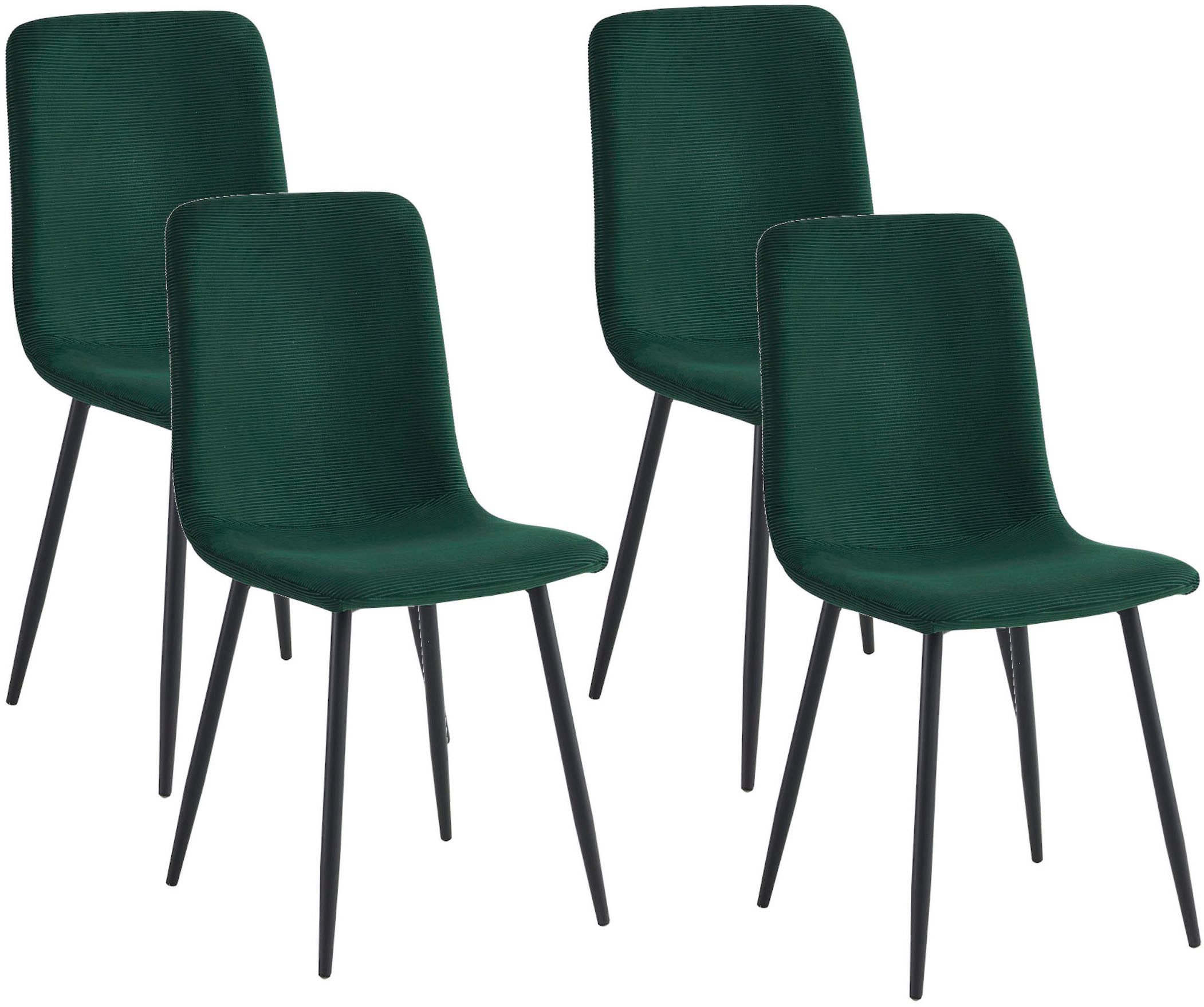 HELA 4-Fußstuhl LEIPZIG (Set, 4 St), 4-Fuß,Rundrohrgestell konisch,Cordoptik,Sitzschale gespolstert