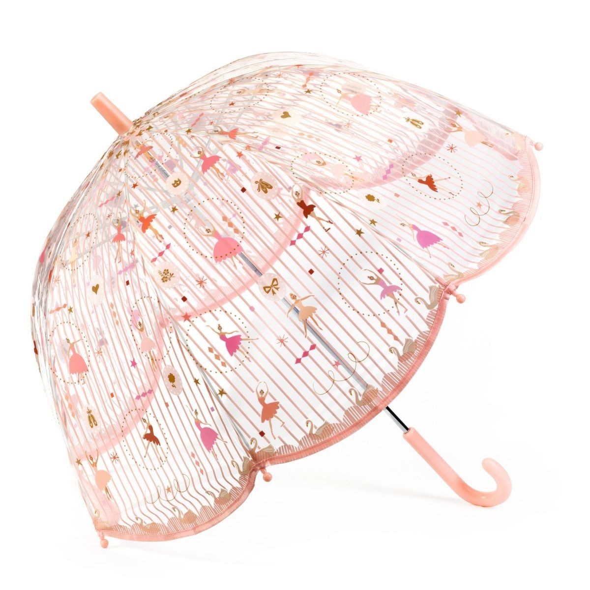 DJECO Stockregenschirm Kinderregenschirm Ballerina transparent Ø70 cm, Einklemmschutz