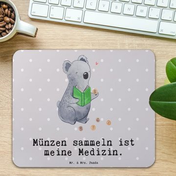 Mr. & Mrs. Panda Mauspad Koala Münzen sammeln - Grau Pastell - Geschenk, Schenken, Numismatik, (1-St), Made in Germany