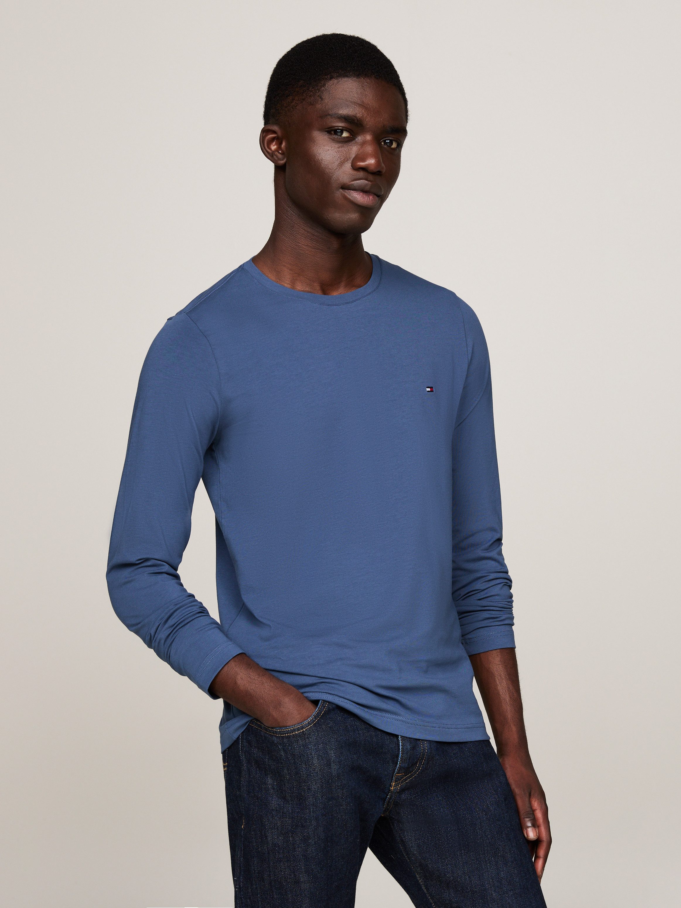 Tommy Hilfiger Langarmshirt STRETCH SLIM FIT LONG SLEEVE aus Baumwollstretch