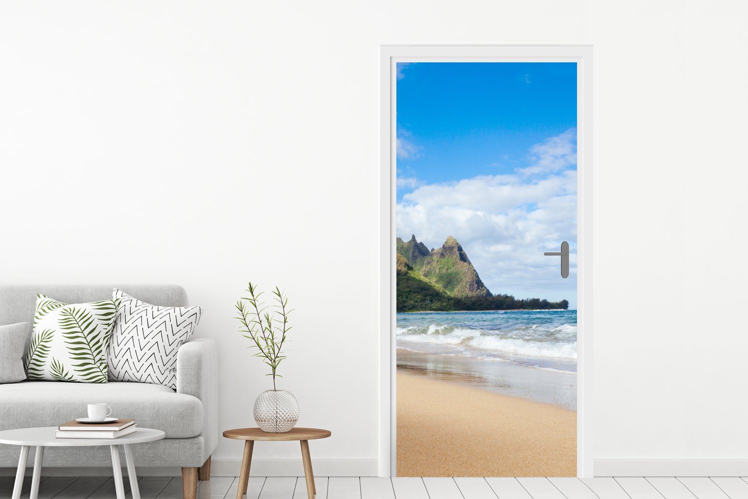Hawaii, MuchoWow für (1 St), Matt, bedruckt, Tropisch - - cm Tür, Strand Fototapete Türtapete 75x205 Türaufkleber,