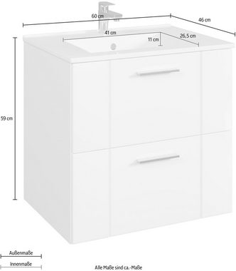 welltime Waschtisch Prag (1-St), Badmöbel inkl. Waschbecken, Breite 60cm